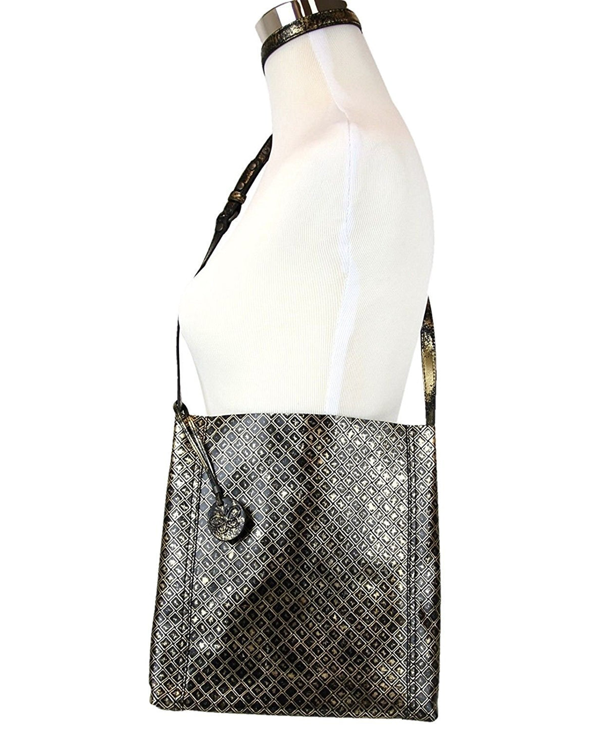 Bottega Veneta Women's Gold / Black Leather Medium Intrecciomirage Messenger Bag 298785 8414