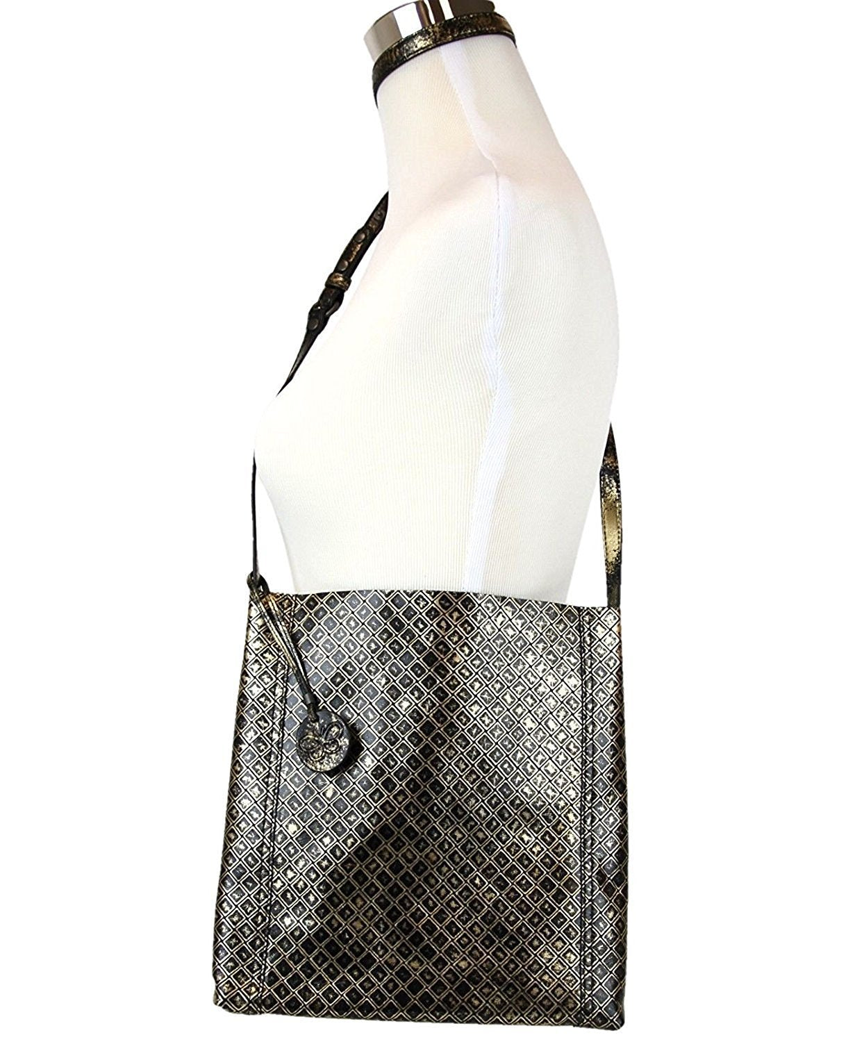 Bottega Veneta Women's Gold / Black Leather Medium Intrecciomirage Messenger Bag 298785 8414