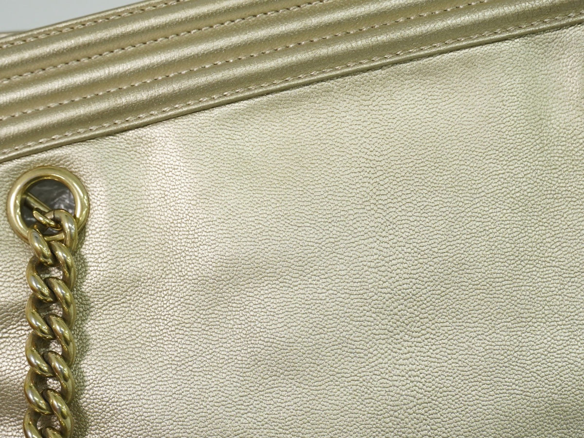 Chanel Boy Shopper Calfskin Gold Leather Tote Bag Bag (Pre-Owned)