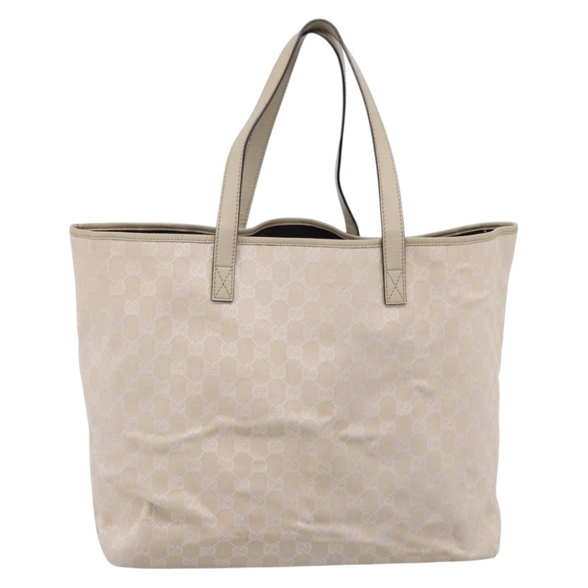 Gucci Open Tote Gg Canvas And Leather Beige Canvas Handbag (Pre-Owned)
