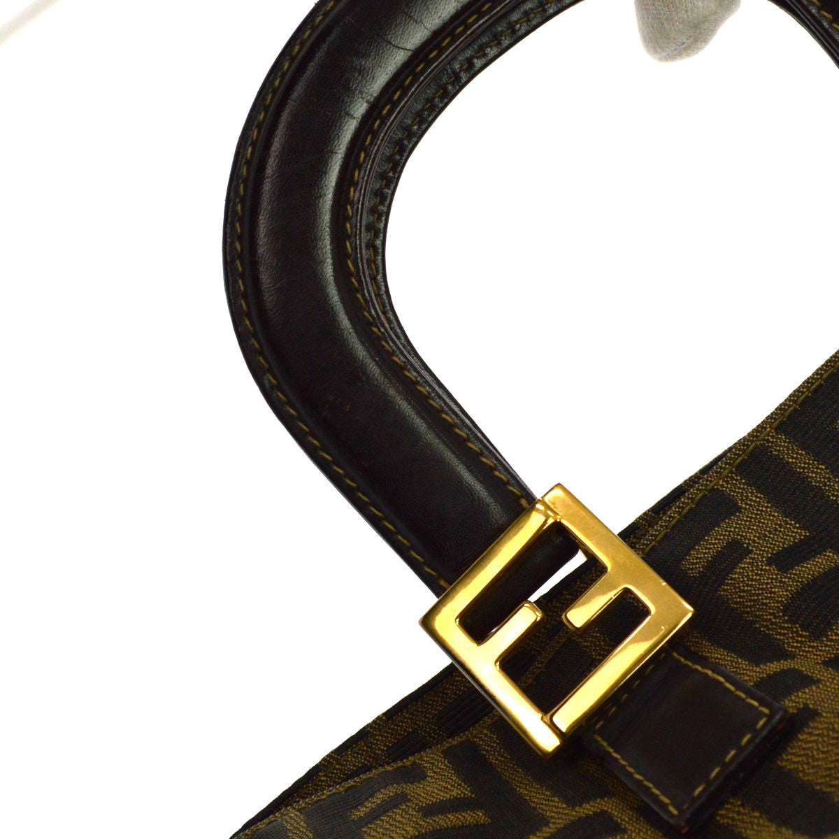 Fendi Vintage Top Handle Zucca Canvas Brown Canvas Tote Bag Bag (Pre-Owned)