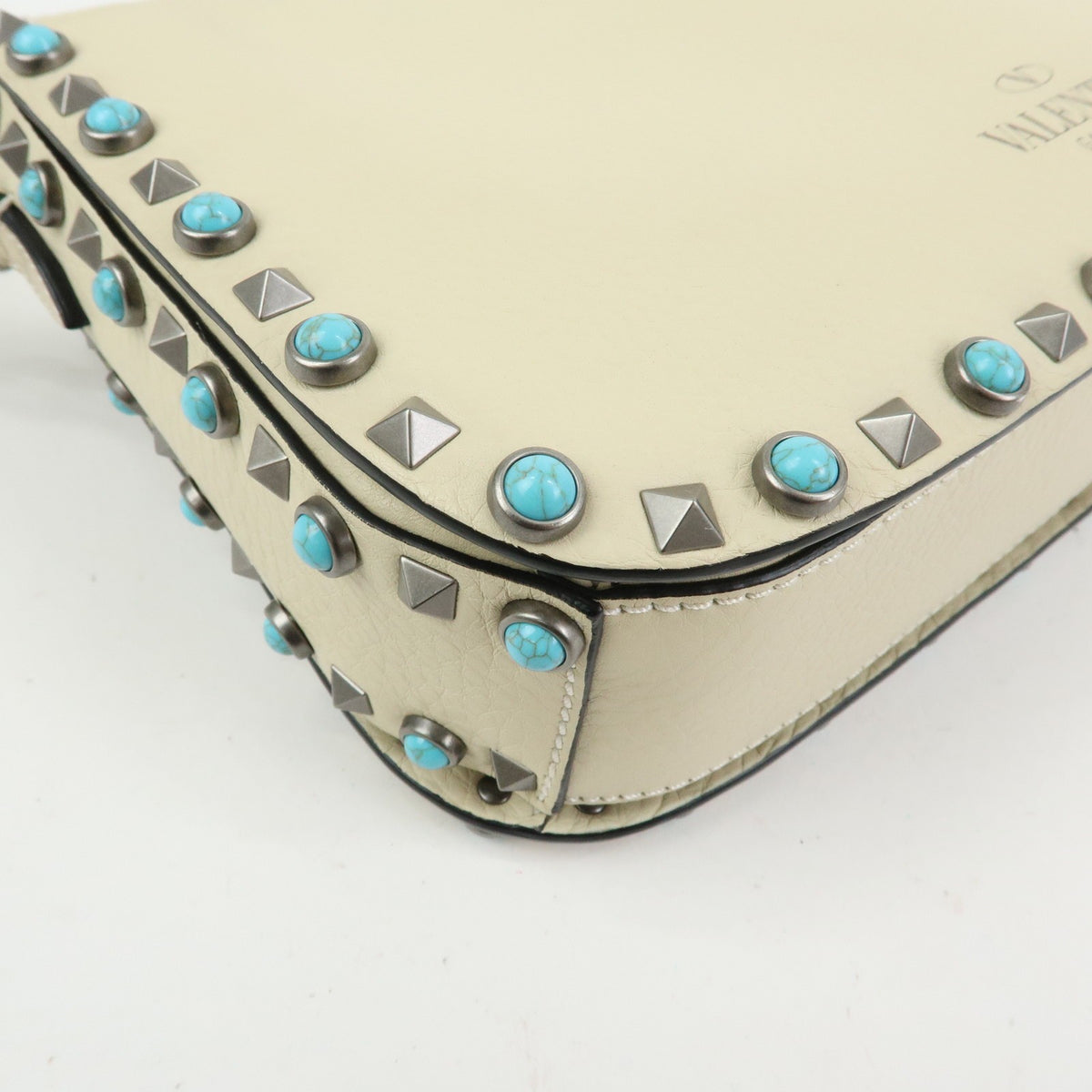 Valentino Garavani Rolling Rockstud Leather With Cabochons Multicolour Leather Crossbody Bag Bag (Pre-Owned)
