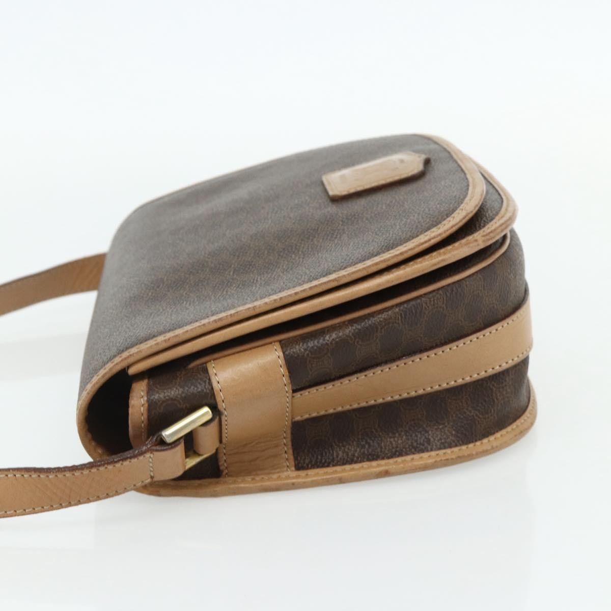 Celine Vintage Macadam Canvas And Leather Brown Canvas Shoulder Bag Bag (Pre-Owned)