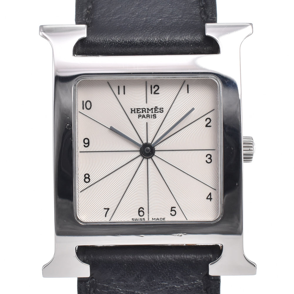 Hermes Heure H Quartz Stainless Steel And Leather Watch (Pre-Owned)