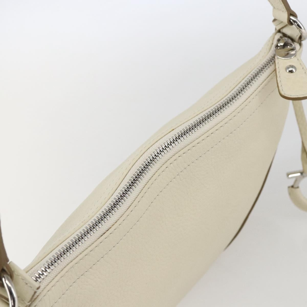 Salvatore Ferragamo Gancini Leather White Leather Shoulder Bag Bag (Pre-Owned)