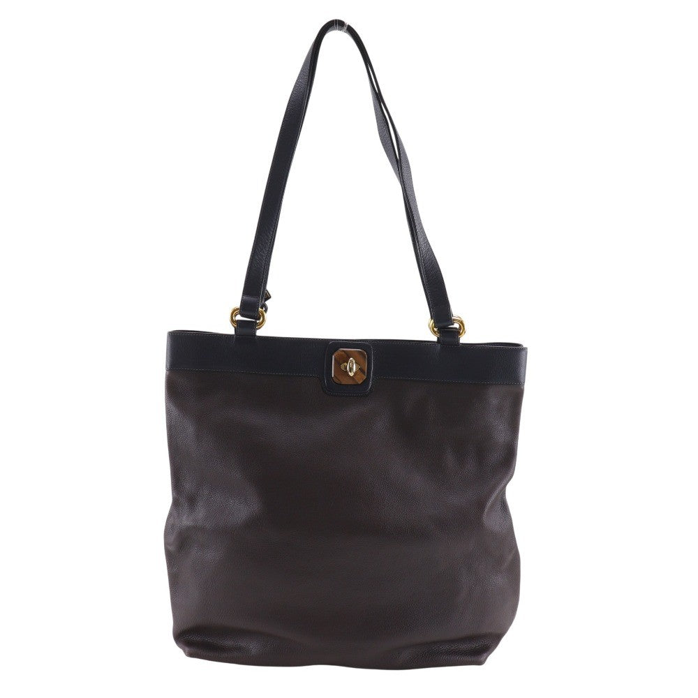 Delvaux Tote Bag Leather Brown Leather Tote Bag Bag (Pre-Owned)