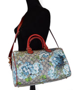 Gucci Blue GG Blooms Coated Canvas Medium Boston Top Handle Bag