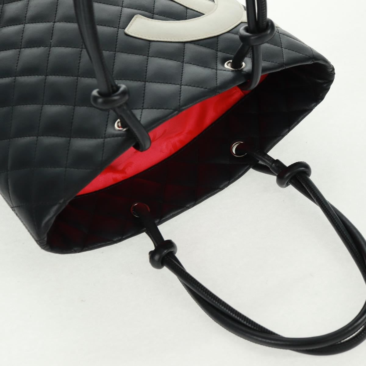 Chanel Cambon Tote Quilted Leather Black Leather Tote Bag Bag (Pre-Owned)