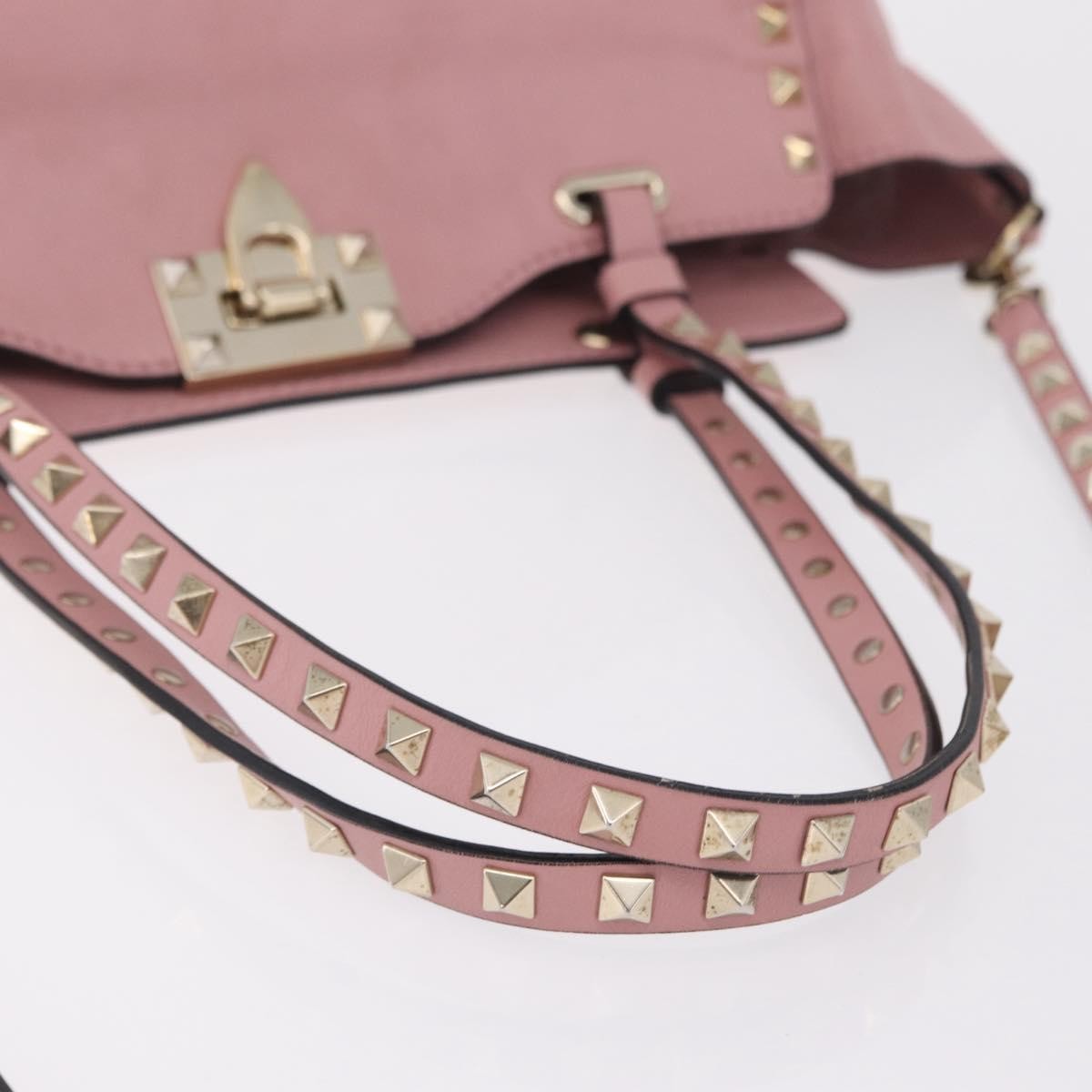 Valentino Garavani Rockstud Soft Leather Pink Leather Tote Bag Bag (Pre-Owned)