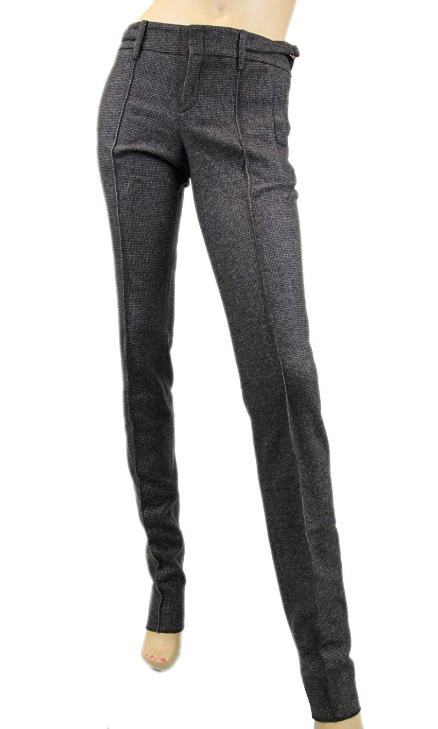Gucci Women's Brown Wool Elastane With Buckle Belt Strap Dress Pant