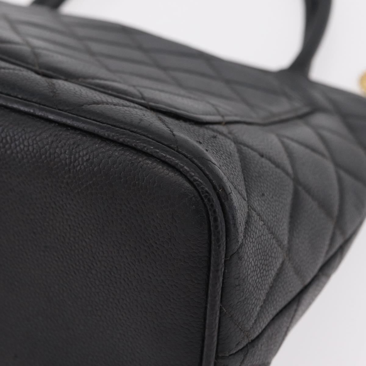 Chanel Medallion Quilted Caviar Black Calfskin Tote Bag Bag (Pre-Owned)