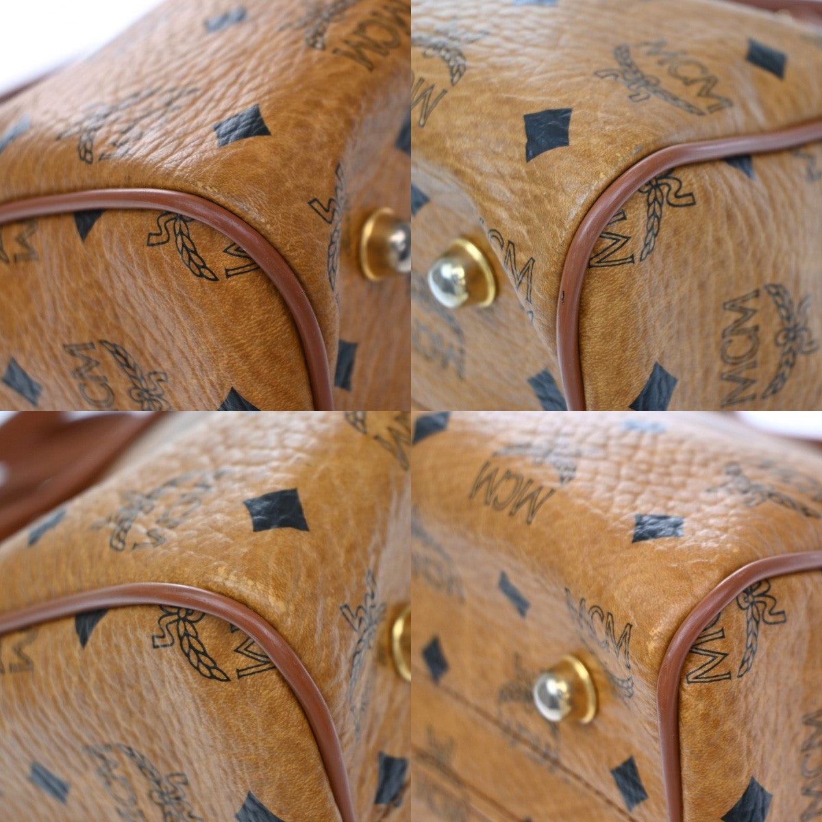 MCM Visetos Logogramme Leather Brown Leather Handbag (Pre-Owned)