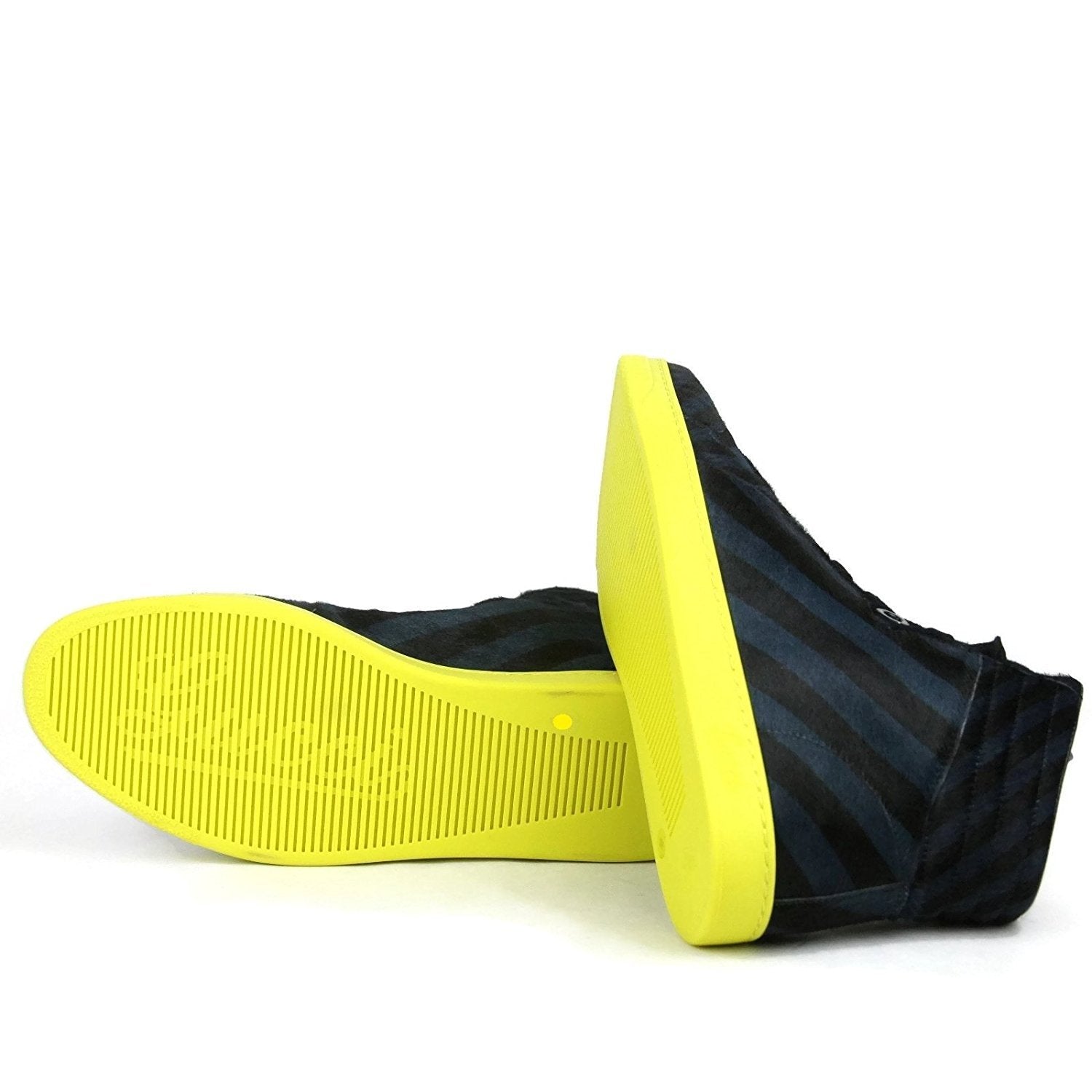 Gucci Men's Blue Black Calf Hair Leather High-top Limited Sneakers 357172 4180