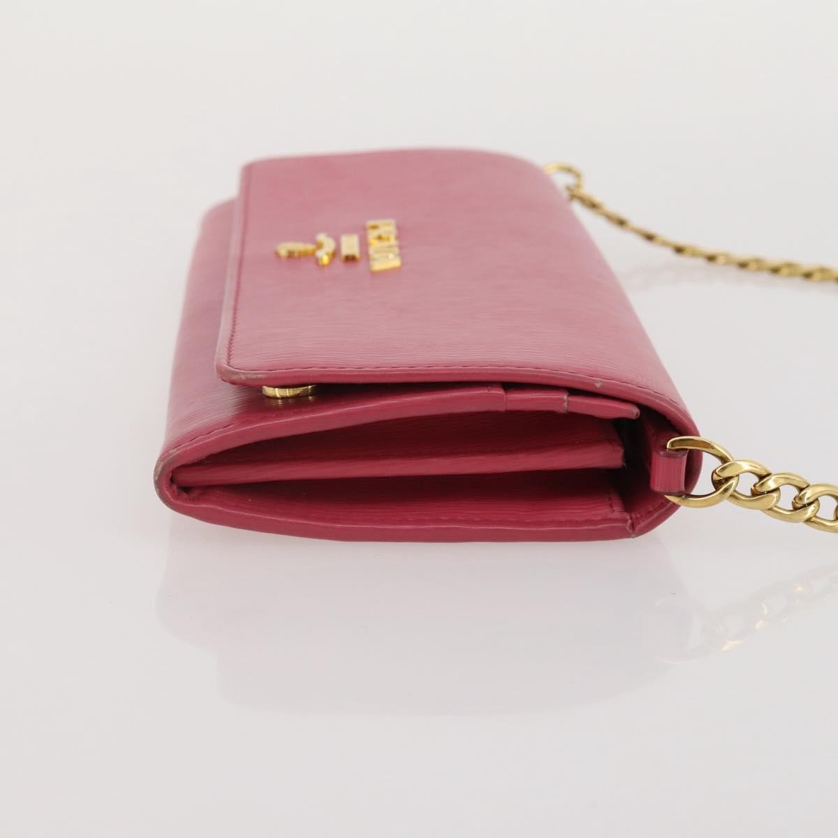 Prada Wallet On Chain Saffiano Leather Pink Leather Crossbody Bag Bag (Pre-Owned)