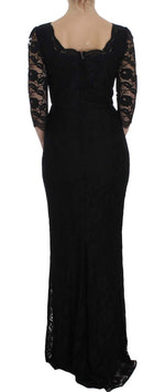 Dolce & Gabbana Elegant Black Floral Lace Maxi Women's Dress