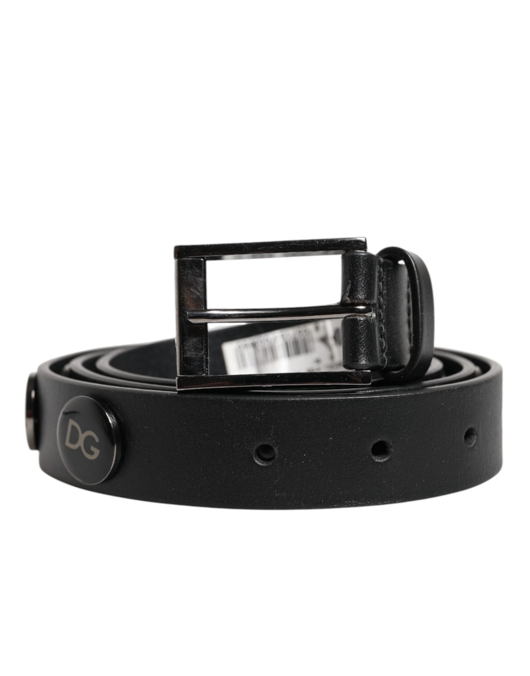 Dolce & Gabbana Black Luxury Leather DG Studs Buckle Men's Belt