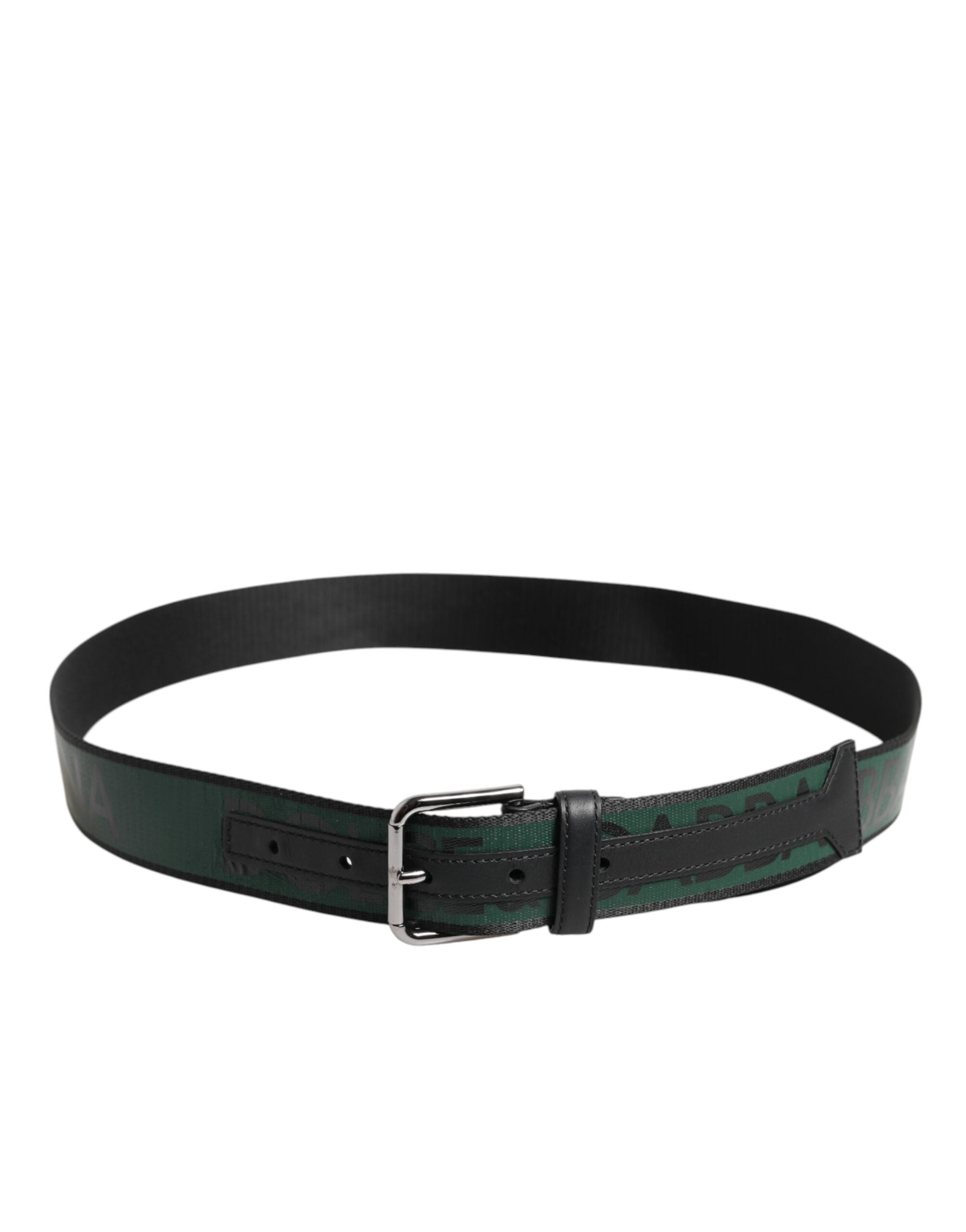 Dolce & Gabbana Green Black Polyester DG Logo Buckle Men's Belt (Pre-Owned)