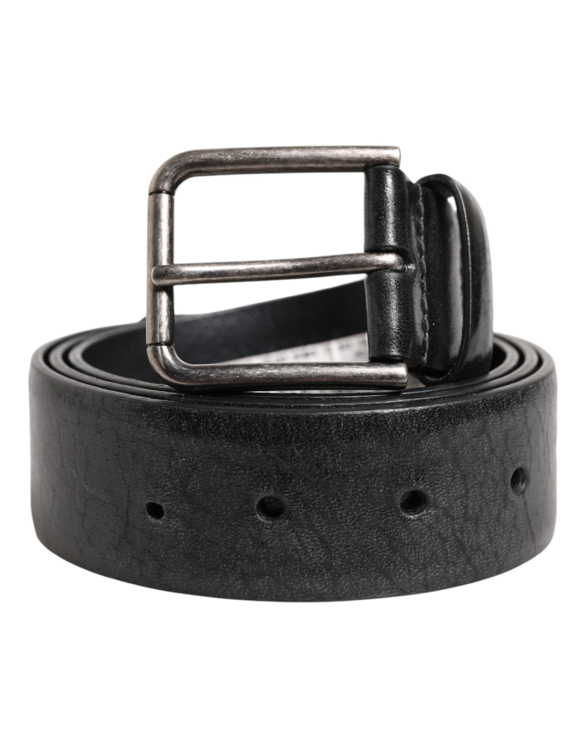 Dolce & Gabbana Black Classic Leather Metal Buckle Men's Belt (Pre-Owned)