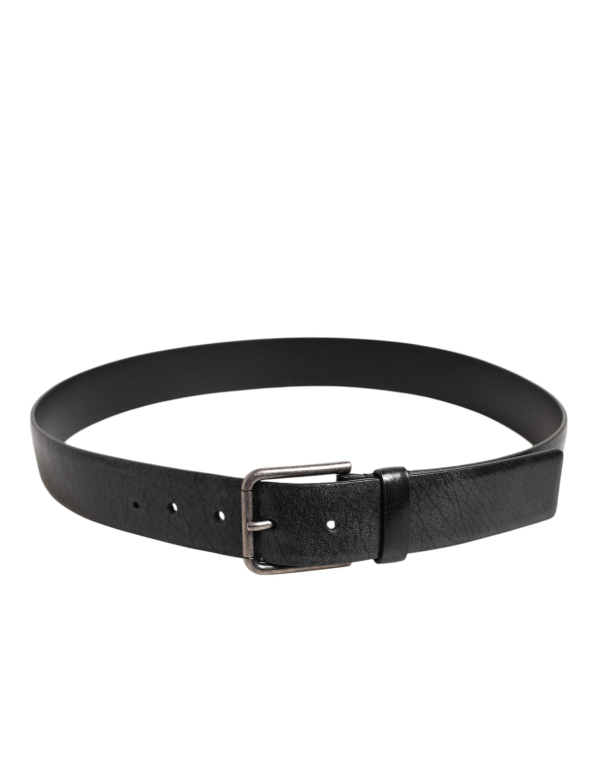 Dolce & Gabbana Black Classic Leather Metal Buckle Men's Belt (Pre-Owned)
