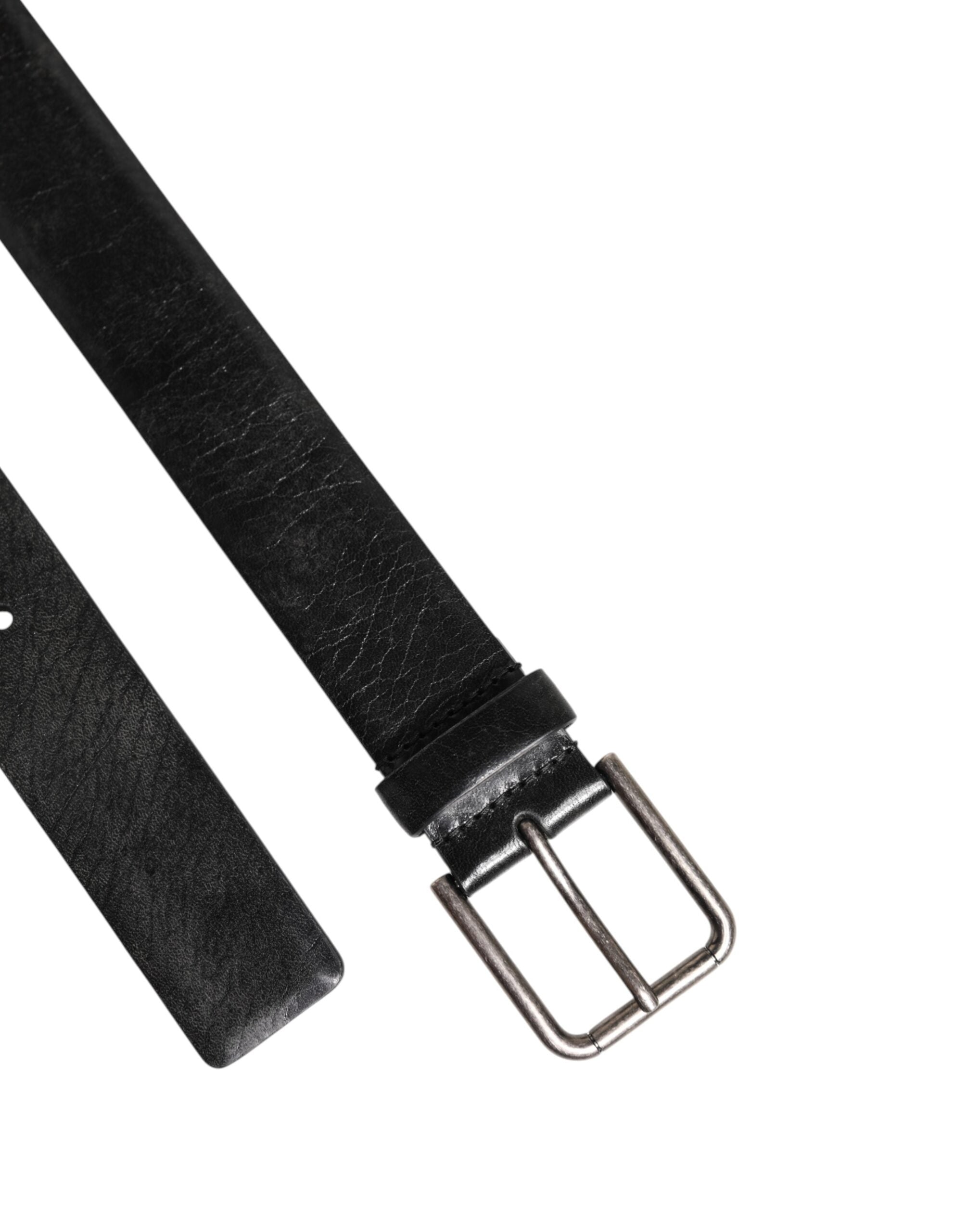 Dolce & Gabbana Black Classic Leather Metal Buckle Men's Belt (Pre-Owned)