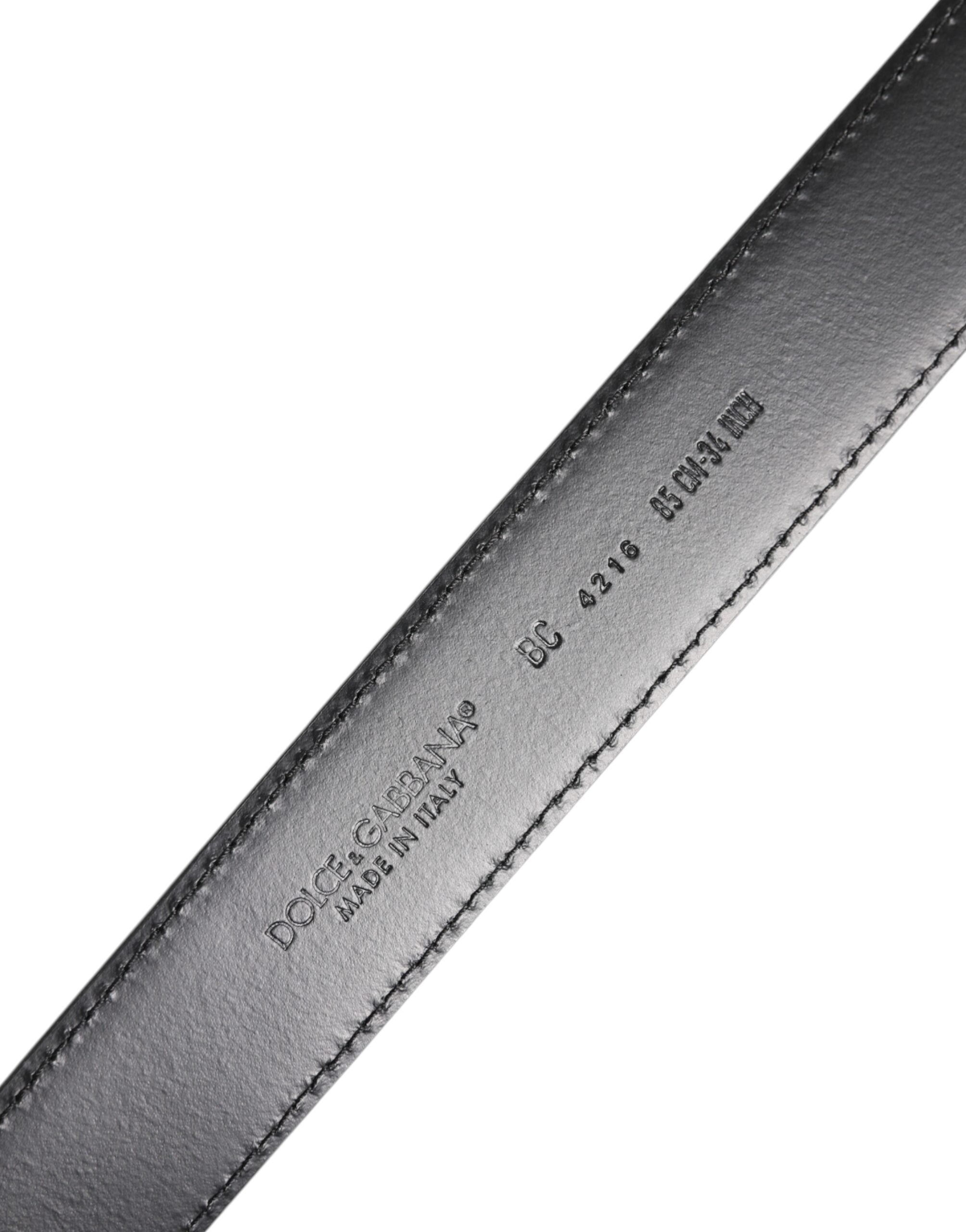 Dolce & Gabbana Black Classic Calf Leather Silver Buckle Men's Belt