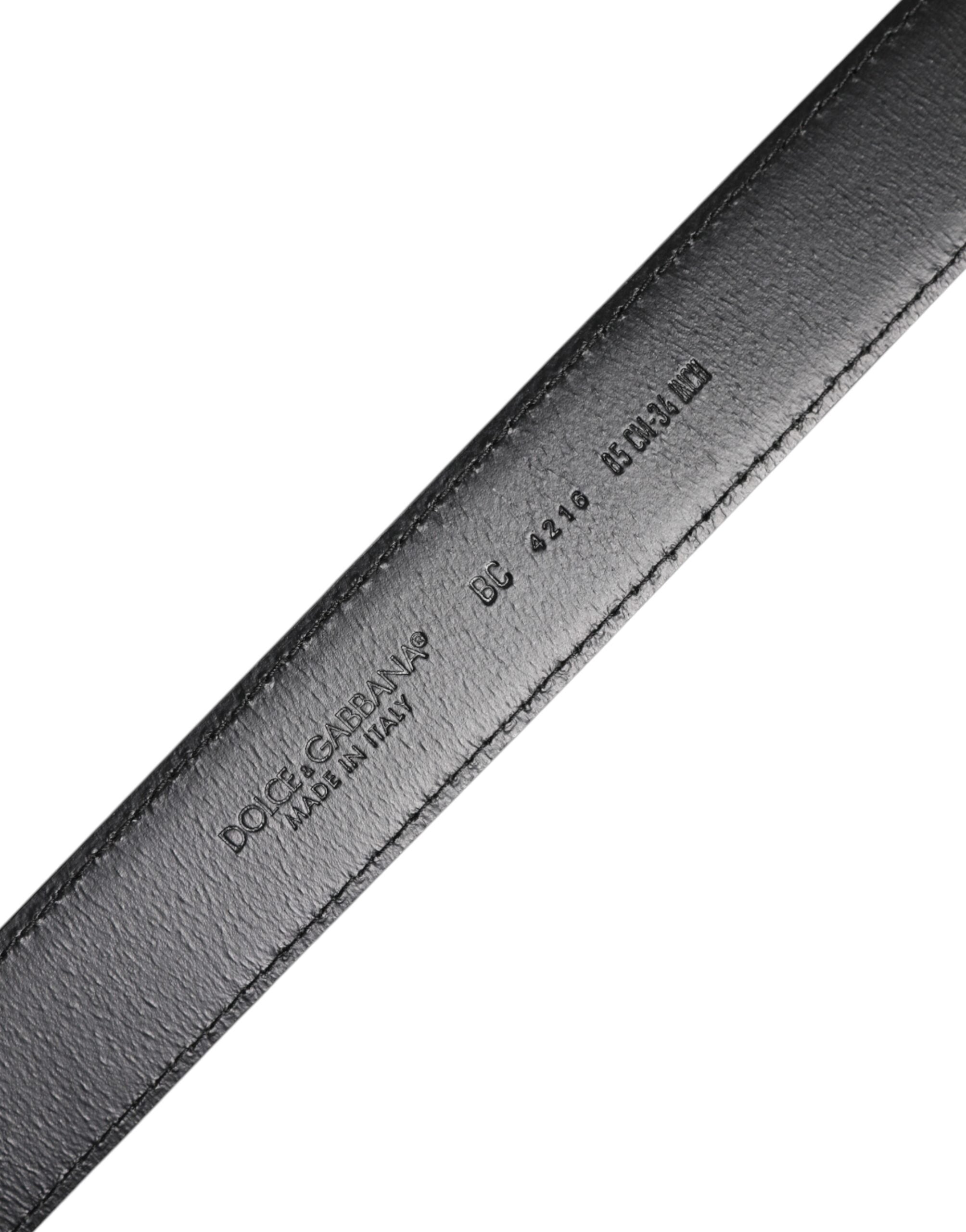Dolce & Gabbana Brown Classic Calf Leather Silver Buckle Men's Belt