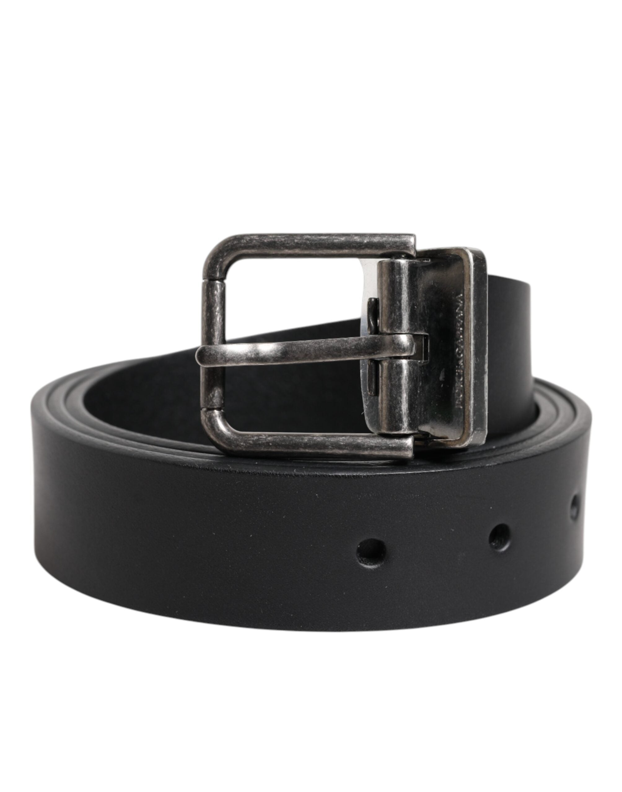 Dolce & Gabbana Black Classic Leather Metal Buckle Men's Belt