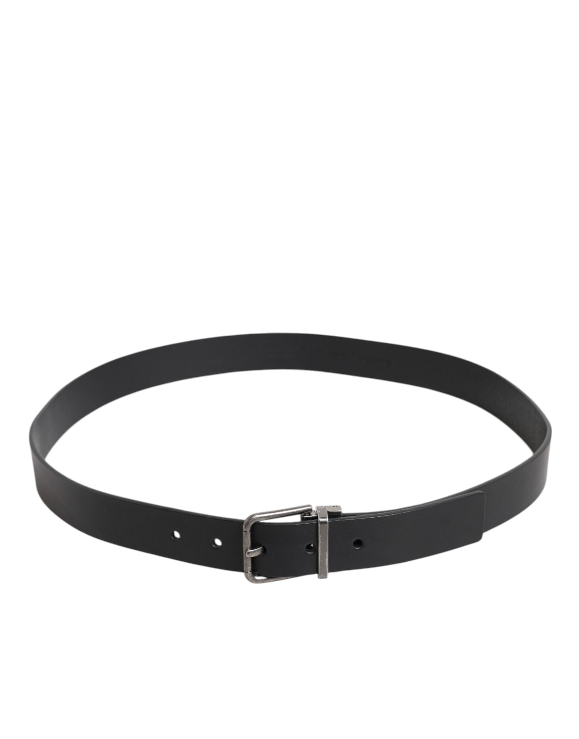 Dolce & Gabbana Black Classic Leather Metal Buckle Men's Belt