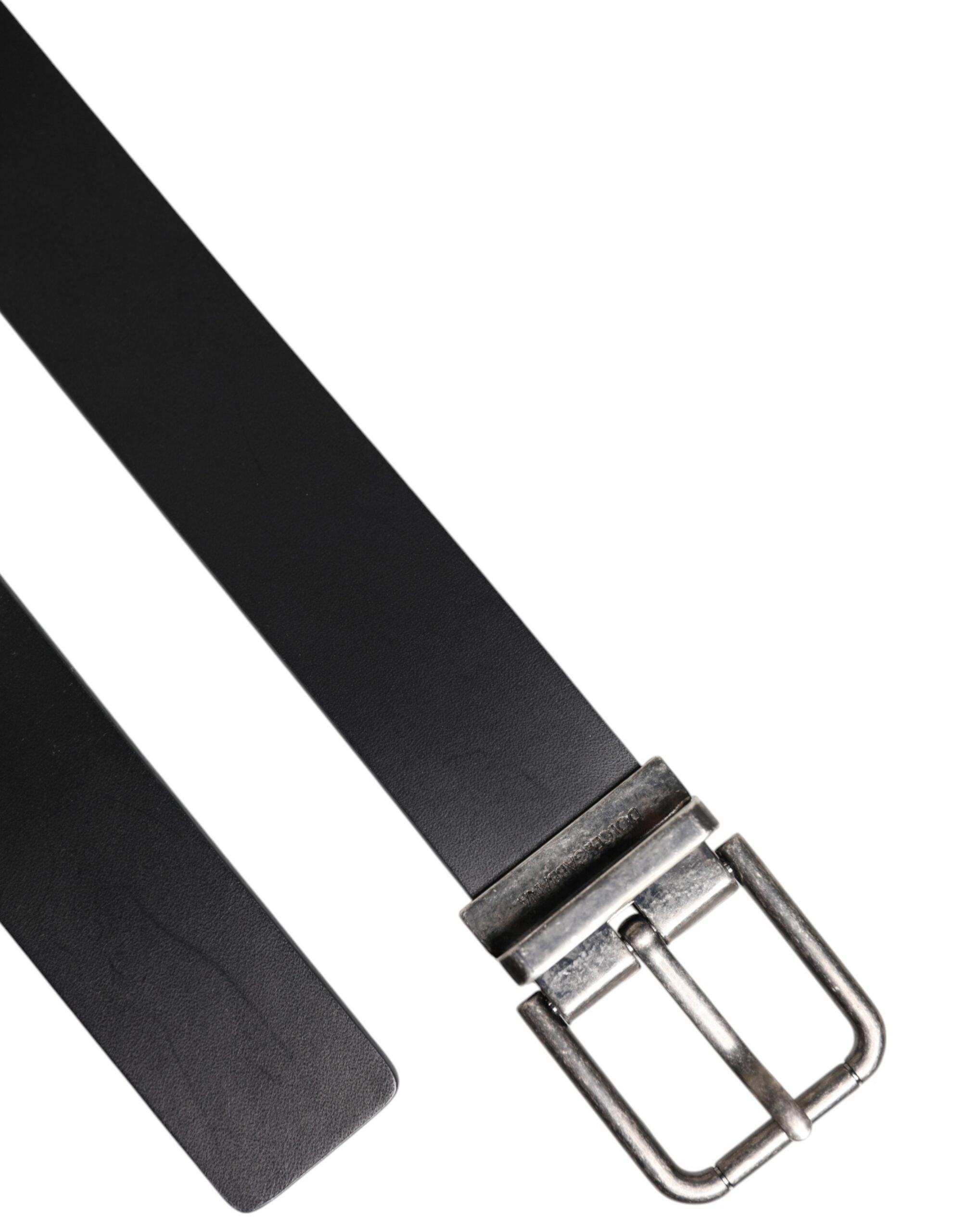 Dolce & Gabbana Black Classic Leather Metal Buckle Men's Belt