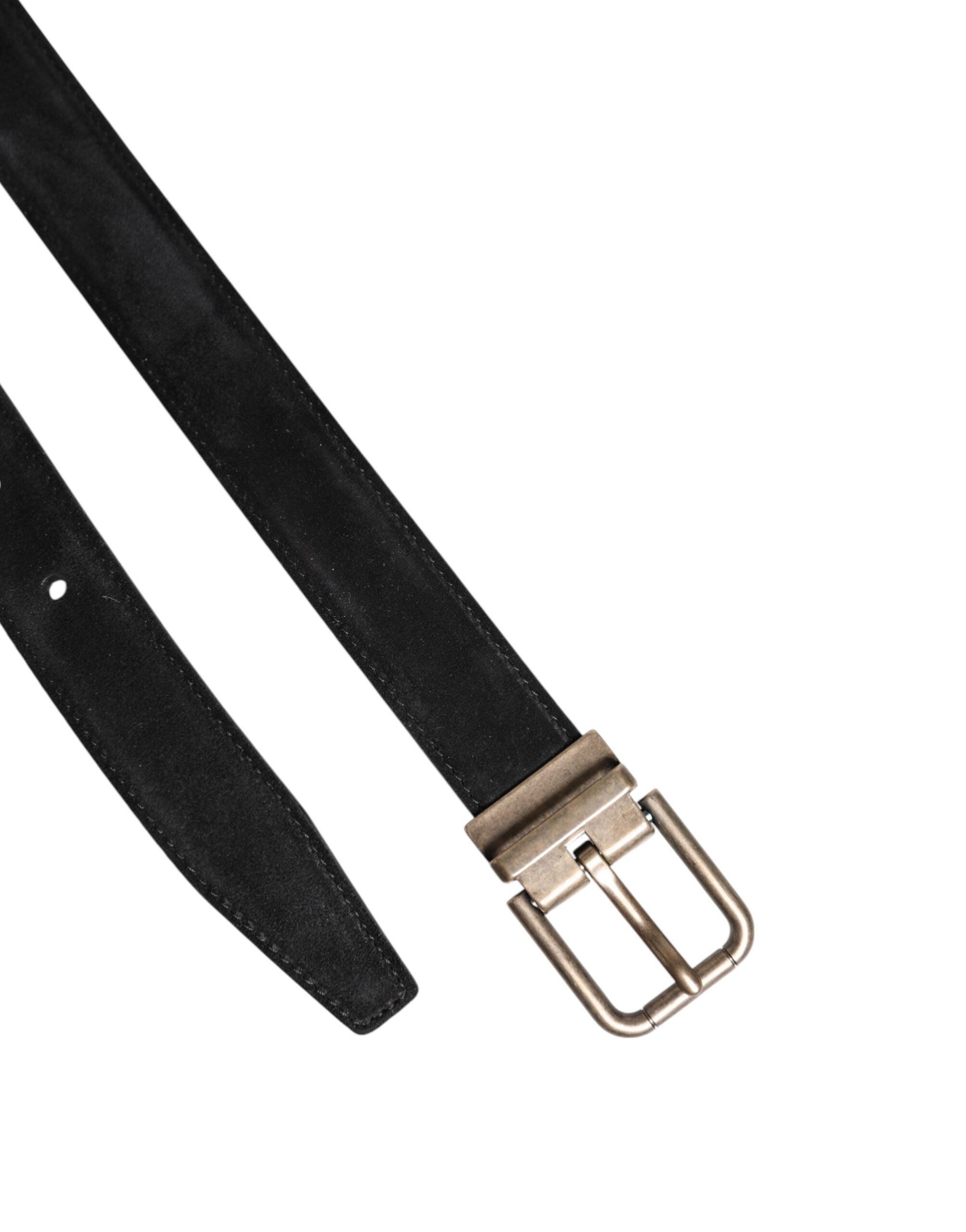 Dolce & Gabbana Black Calf Leather Classic Metal Buckle Men's Belt