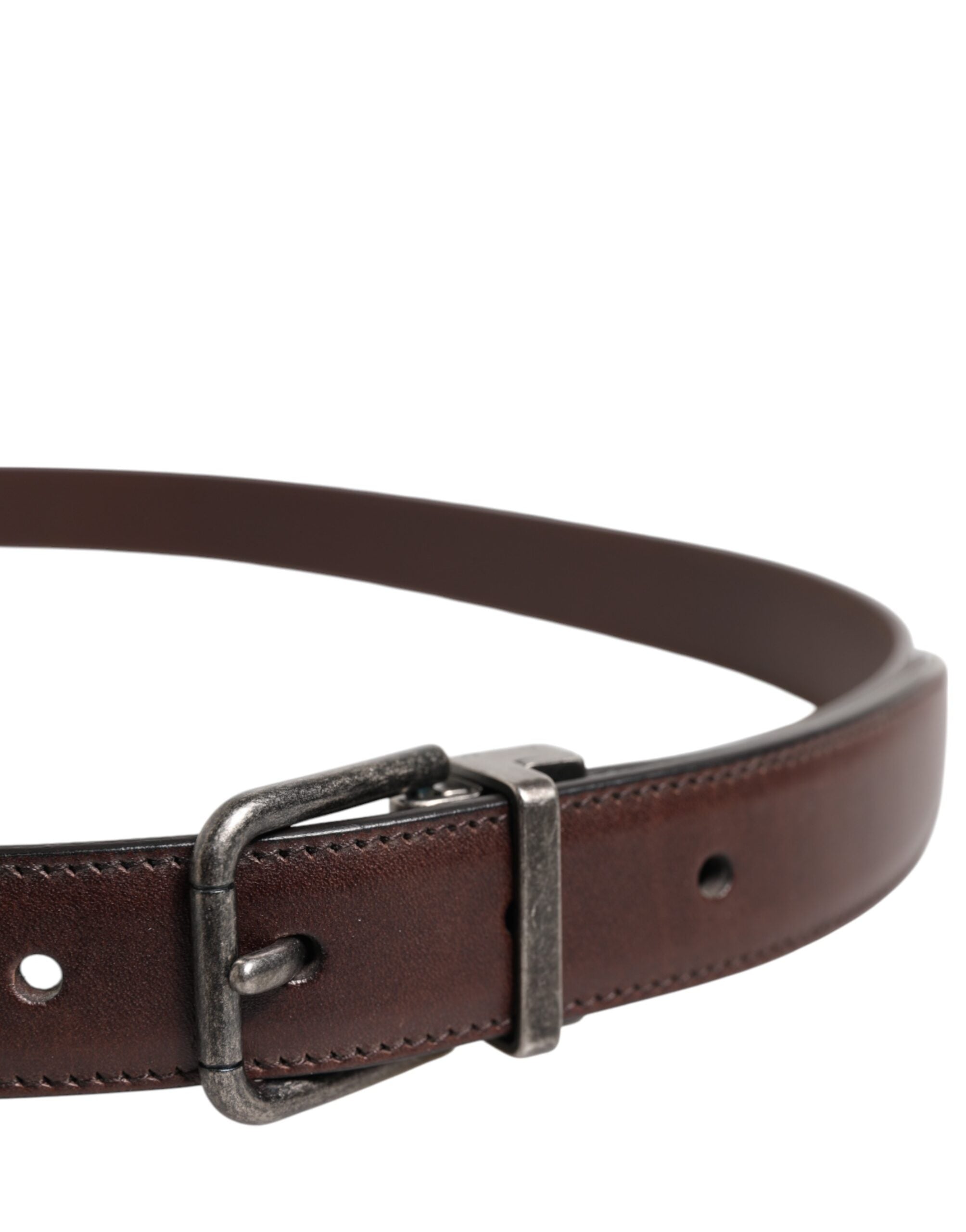 Dolce & Gabbana Brown Classic Calf Leather Metal Buckle Men's Belt
