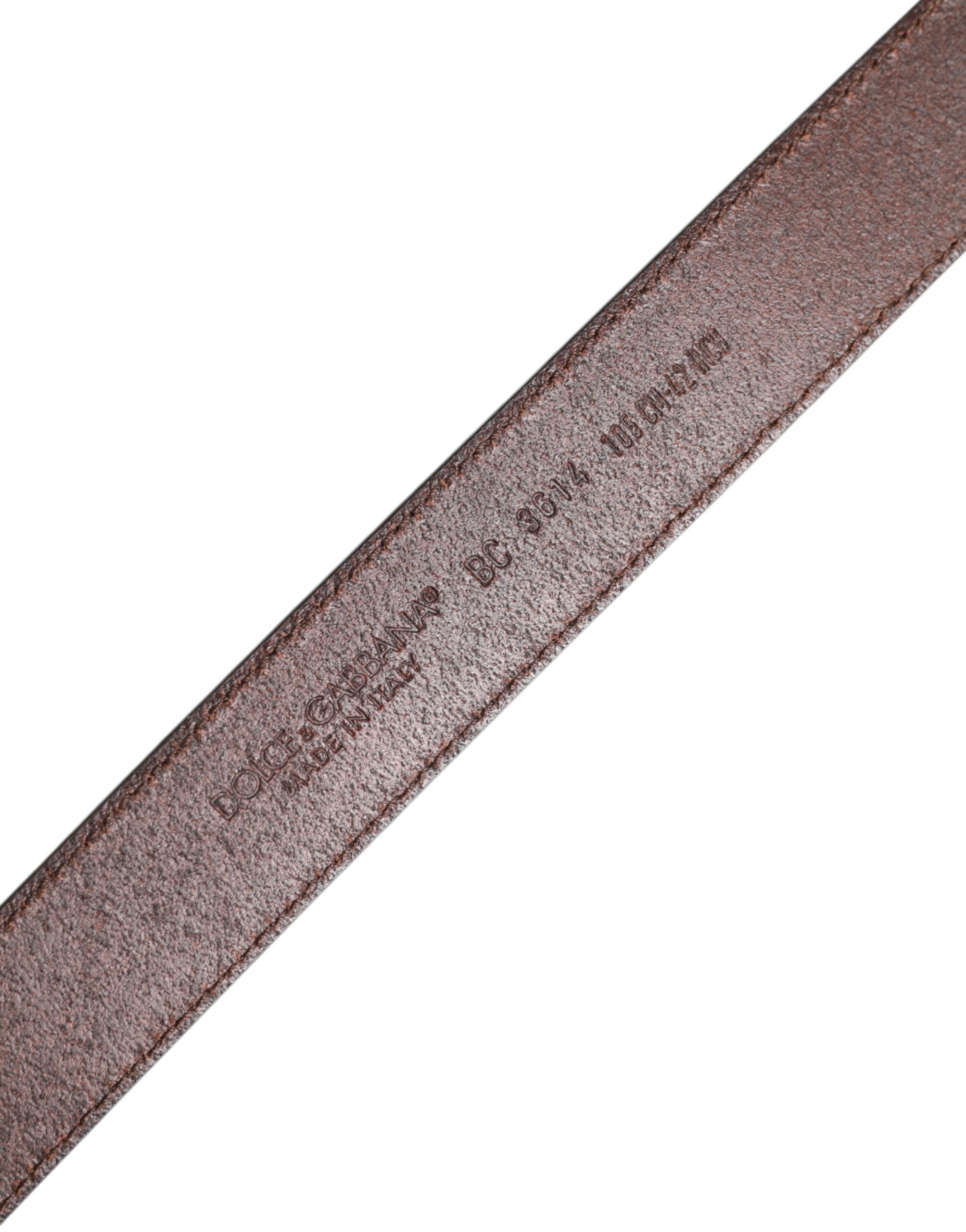 Dolce & Gabbana Brown Classic Calf Leather Metal Buckle Men's Belt