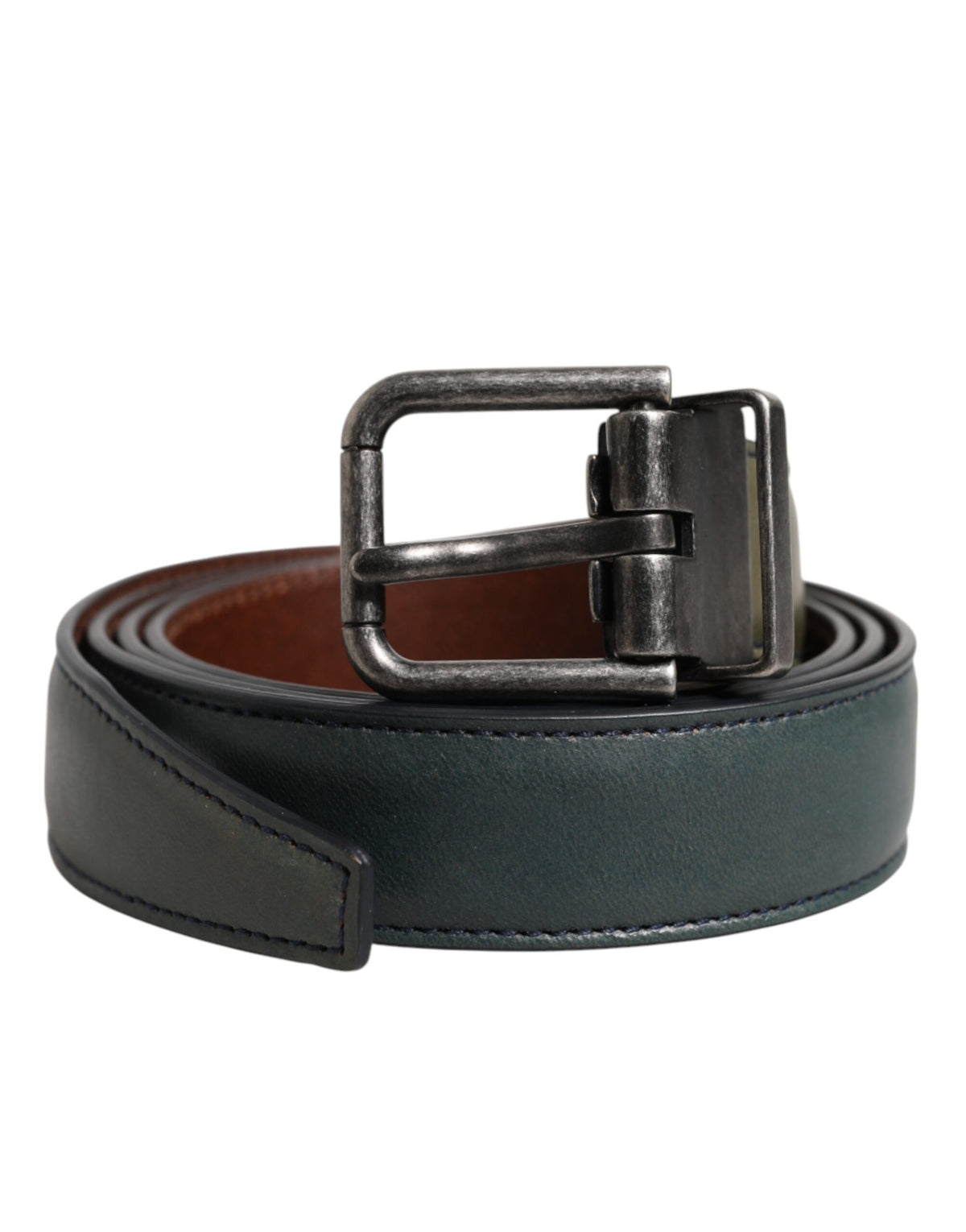 Dolce & Gabbana Green Classic Leather Metal Buckle Men's Belt