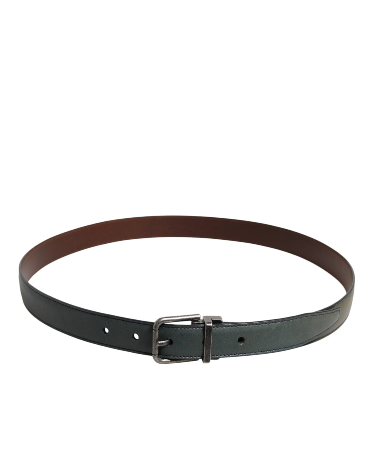 Dolce & Gabbana Green Classic Leather Metal Buckle Men's Belt