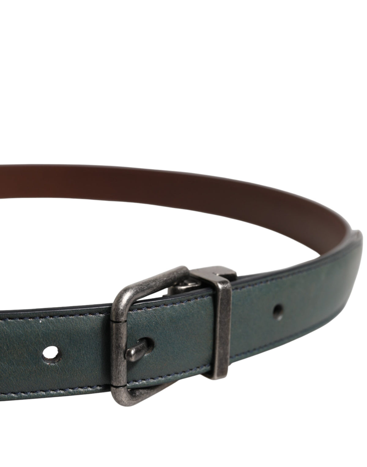 Dolce & Gabbana Green Classic Leather Metal Buckle Men's Belt