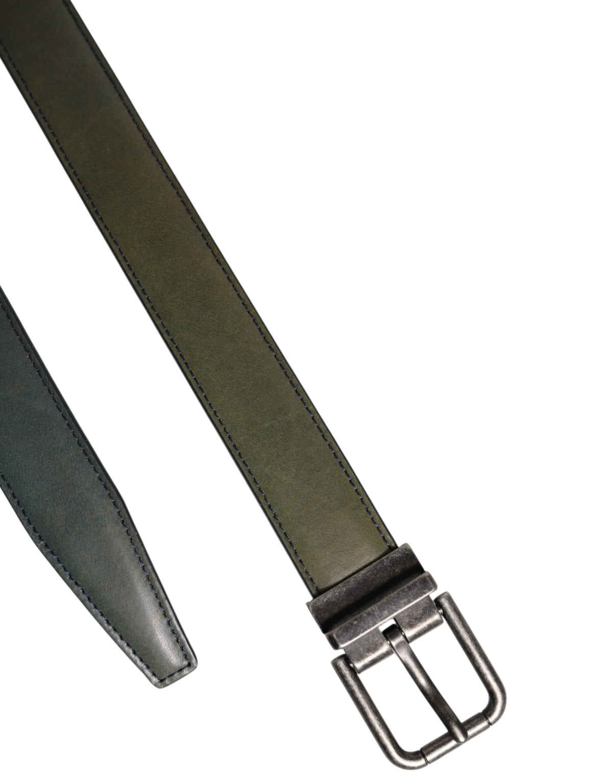Dolce & Gabbana Green Classic Leather Metal Buckle Men's Belt