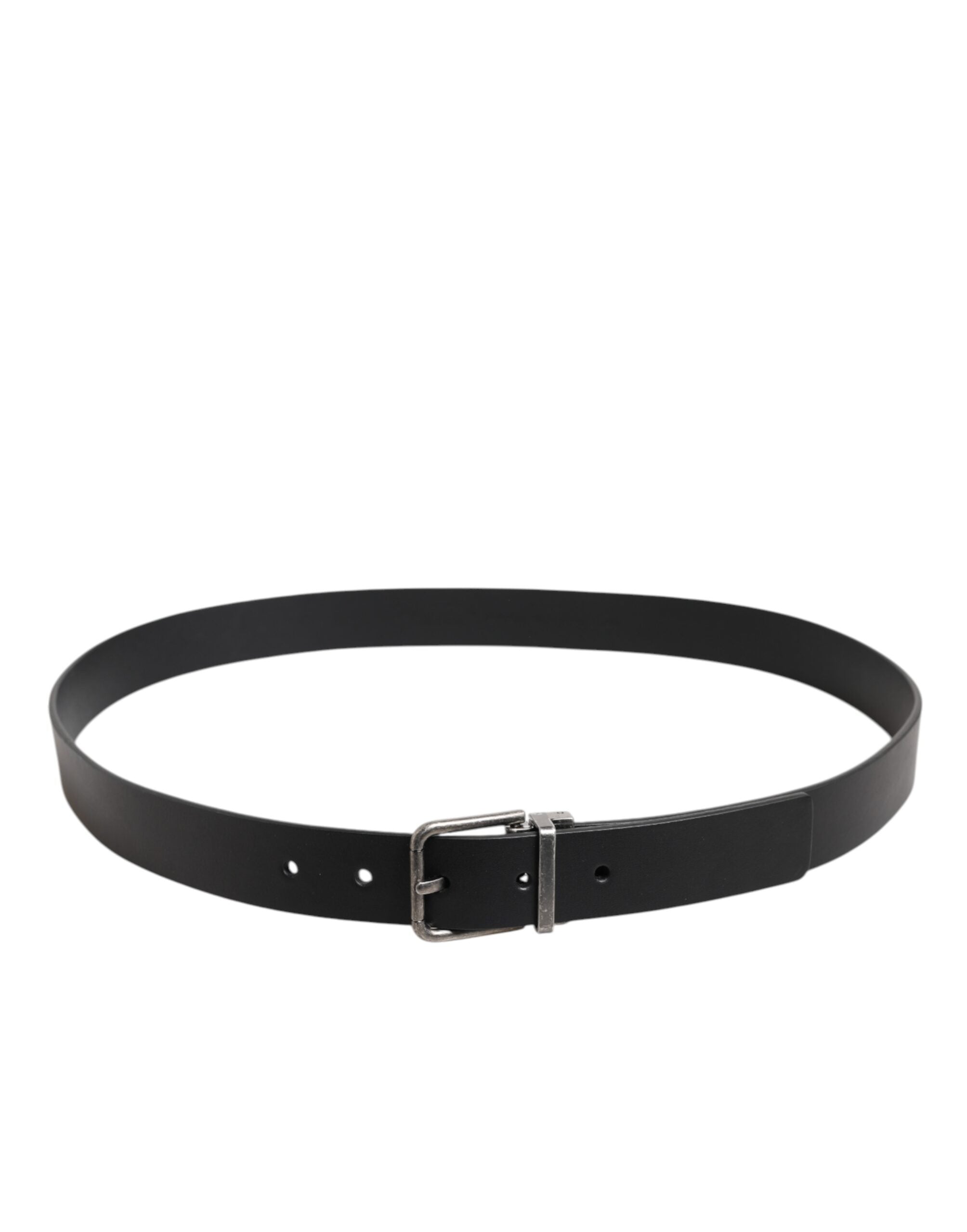 Dolce & Gabbana Black Classic Leather Metal Buckle Men's Belt
