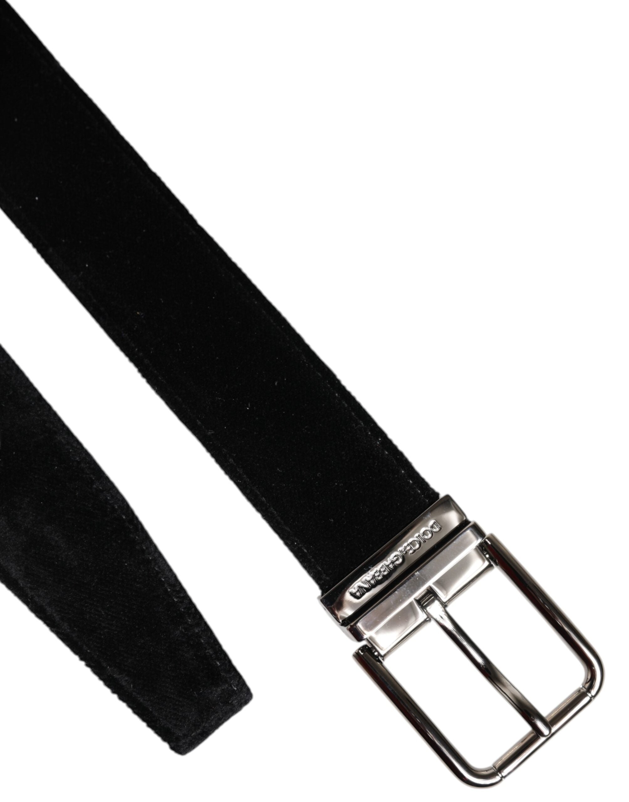 Dolce & Gabbana Black Cotton Silver Metal Buckle Men's Belt