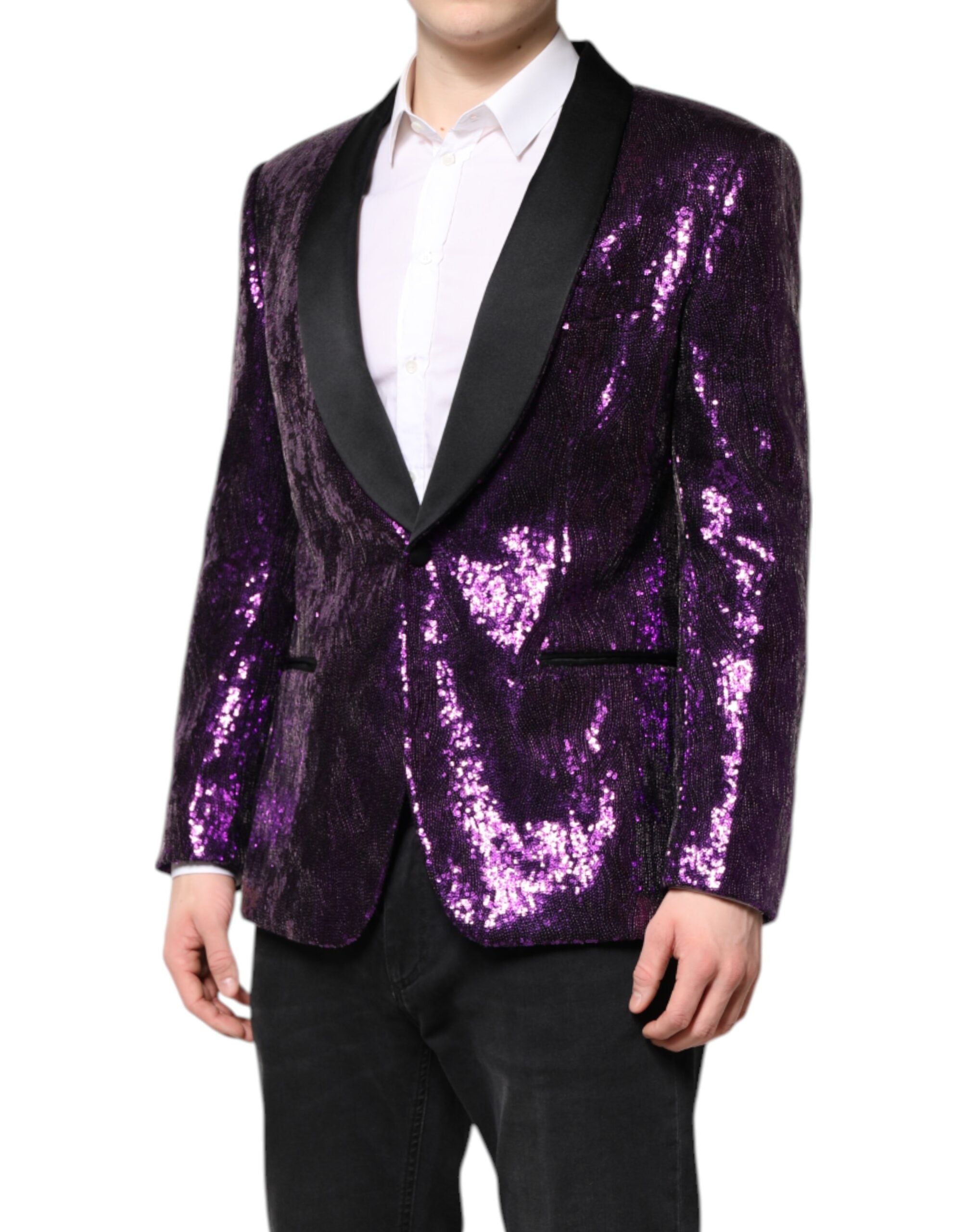 Dolce & Gabbana Purple SICILIA Sequin Embellish Coat Men's Jacket