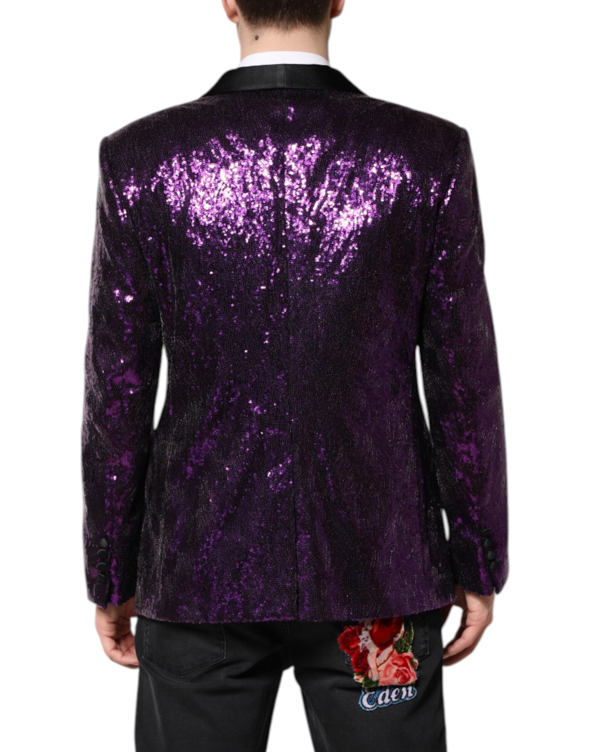 Dolce & Gabbana Purple SICILIA Sequin Embellish Coat Men's Jacket