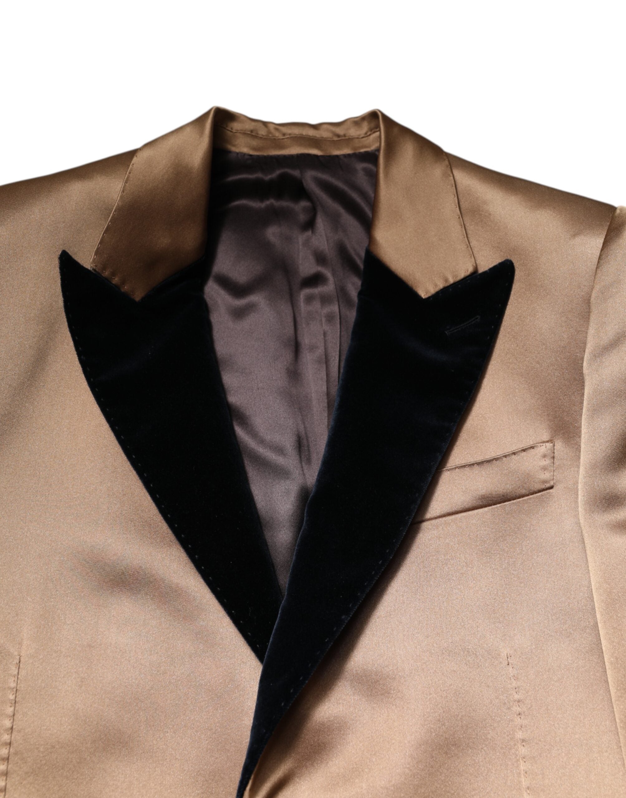 Dolce & Gabbana Brown Silk Single Breasted Trench Coat Men's Jacket