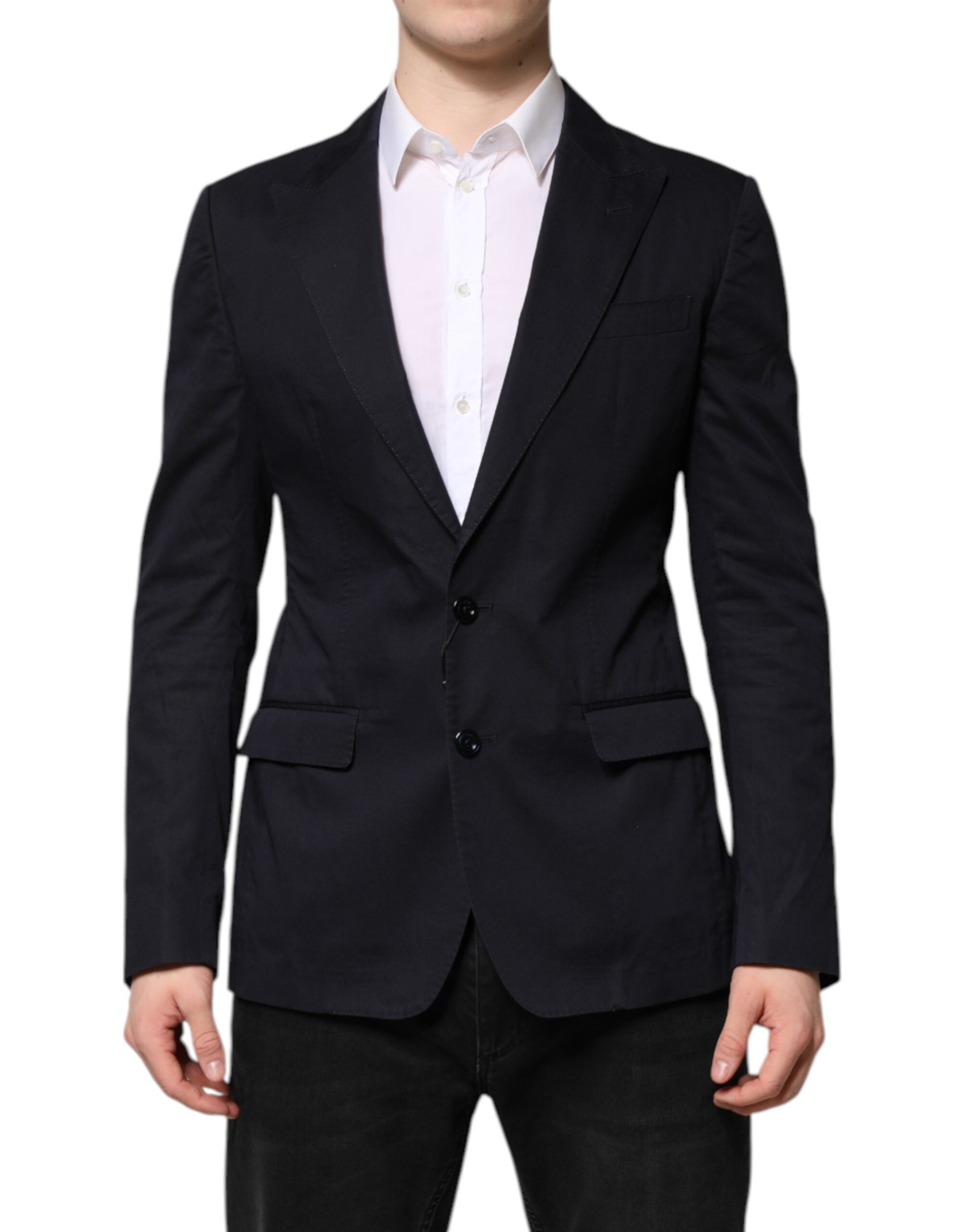 Dolce & Gabbana Dark Blue TAORMINA Cotton Blazer Suit Men's Jacket