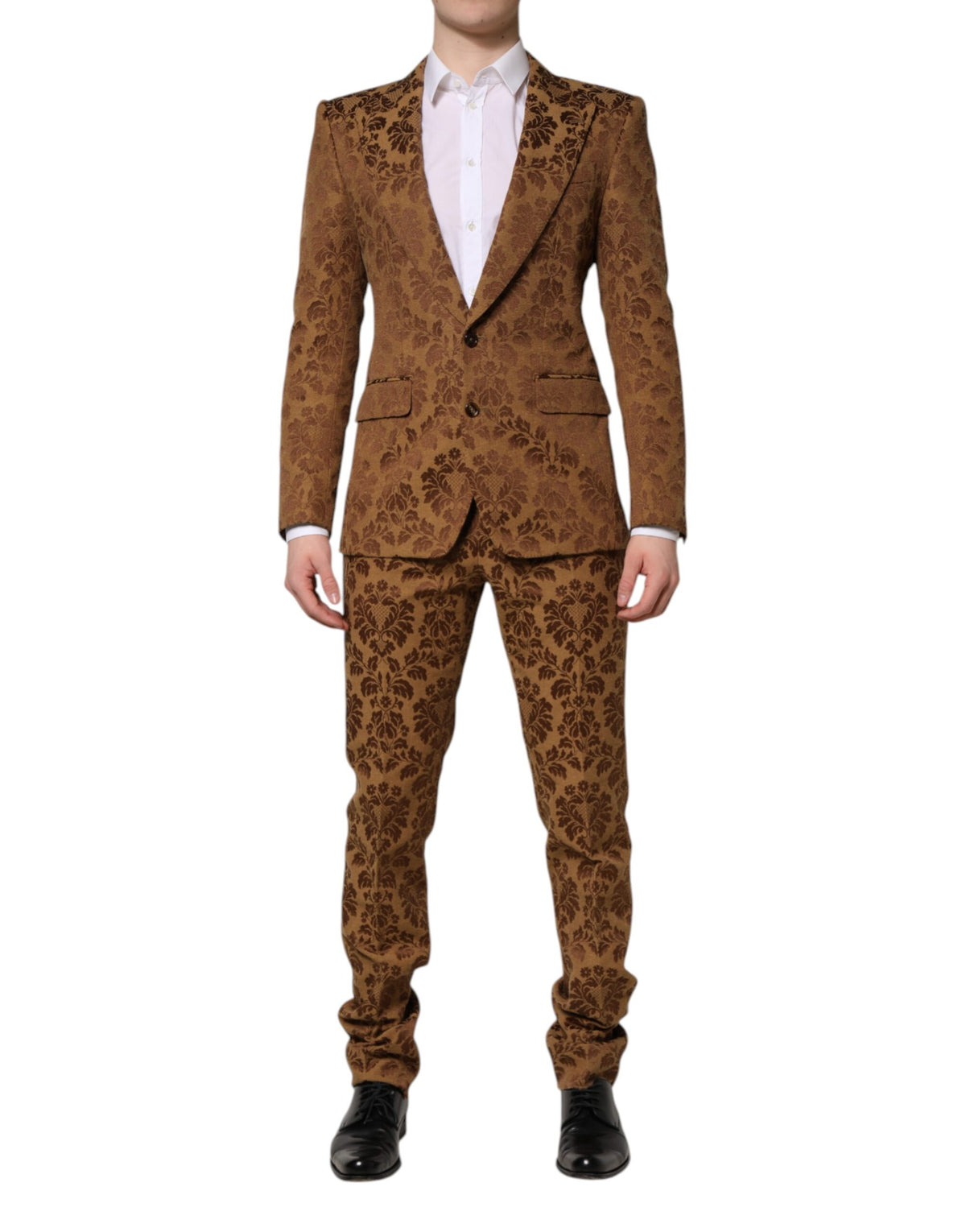 Dolce & Gabbana Brown Floral Jacquard SICILIA 2 Piece Men's Suit
