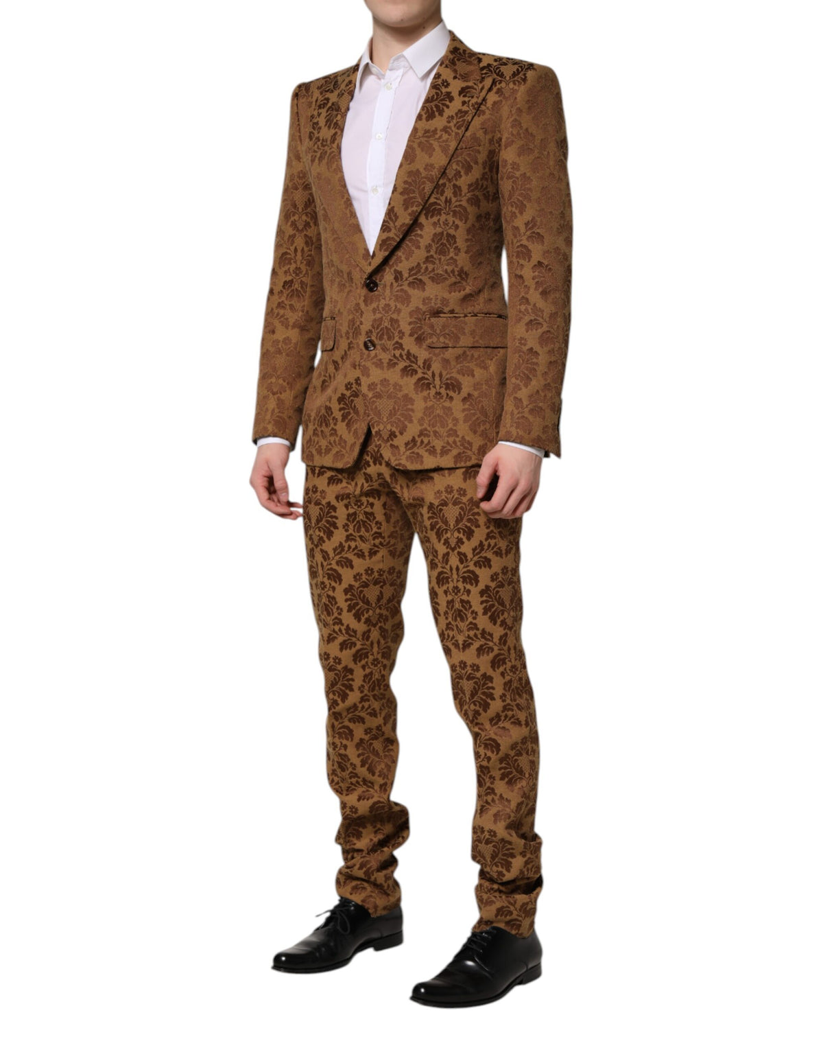 Dolce & Gabbana Brown Floral Jacquard SICILIA 2 Piece Men's Suit
