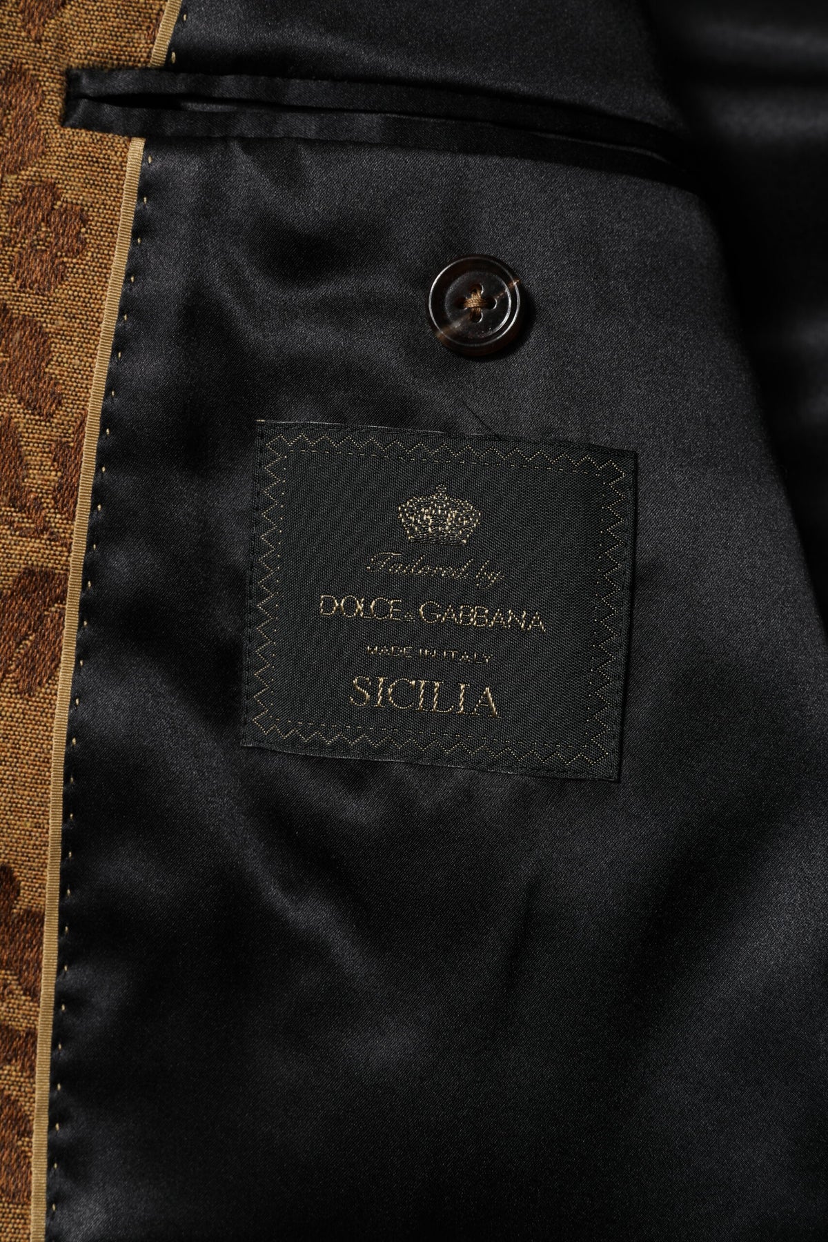 Dolce & Gabbana Brown Floral Jacquard SICILIA 2 Piece Men's Suit