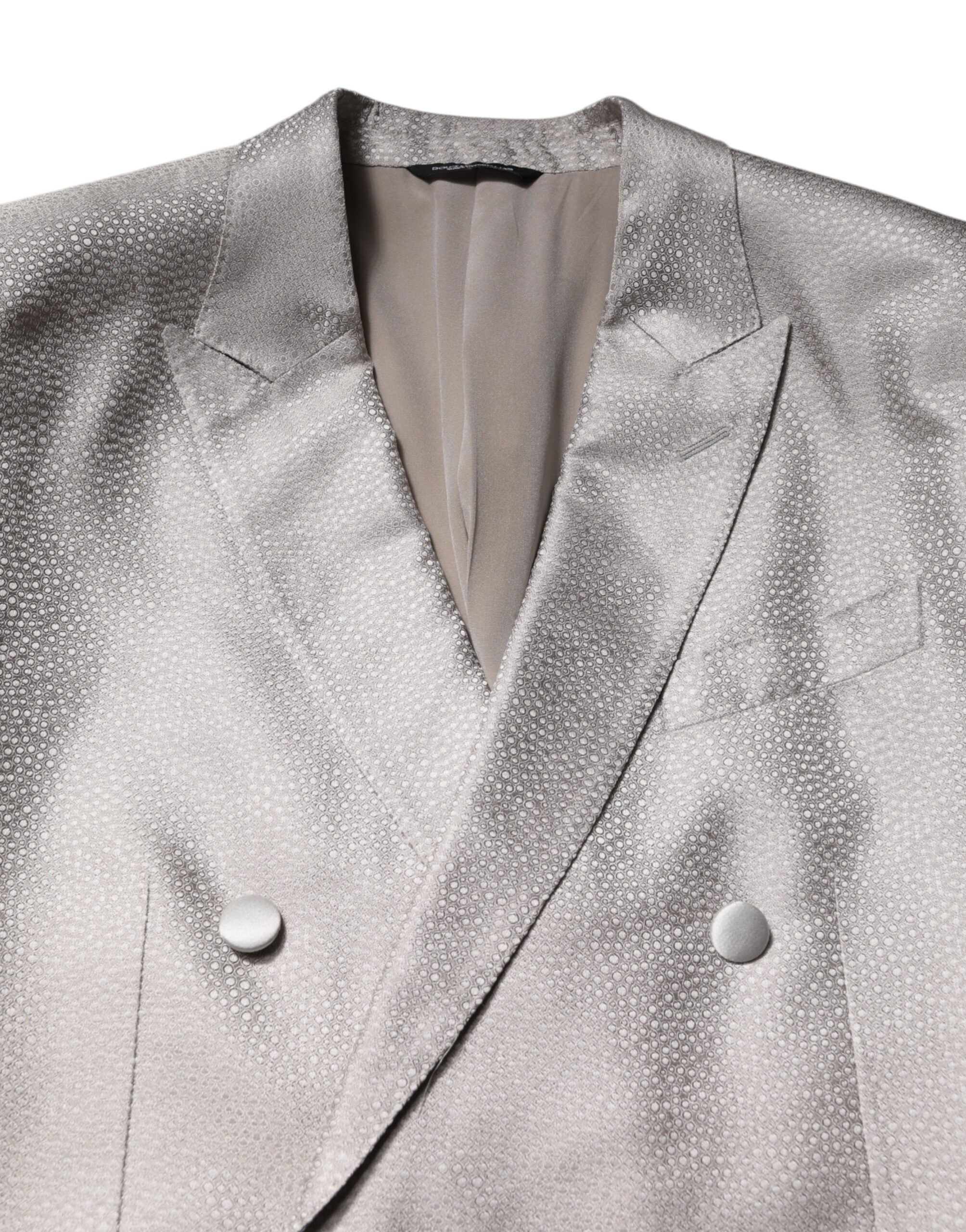 Dolce & Gabbana Light Gray Jacquard Silk Dotted 2 Piece Men's Suit