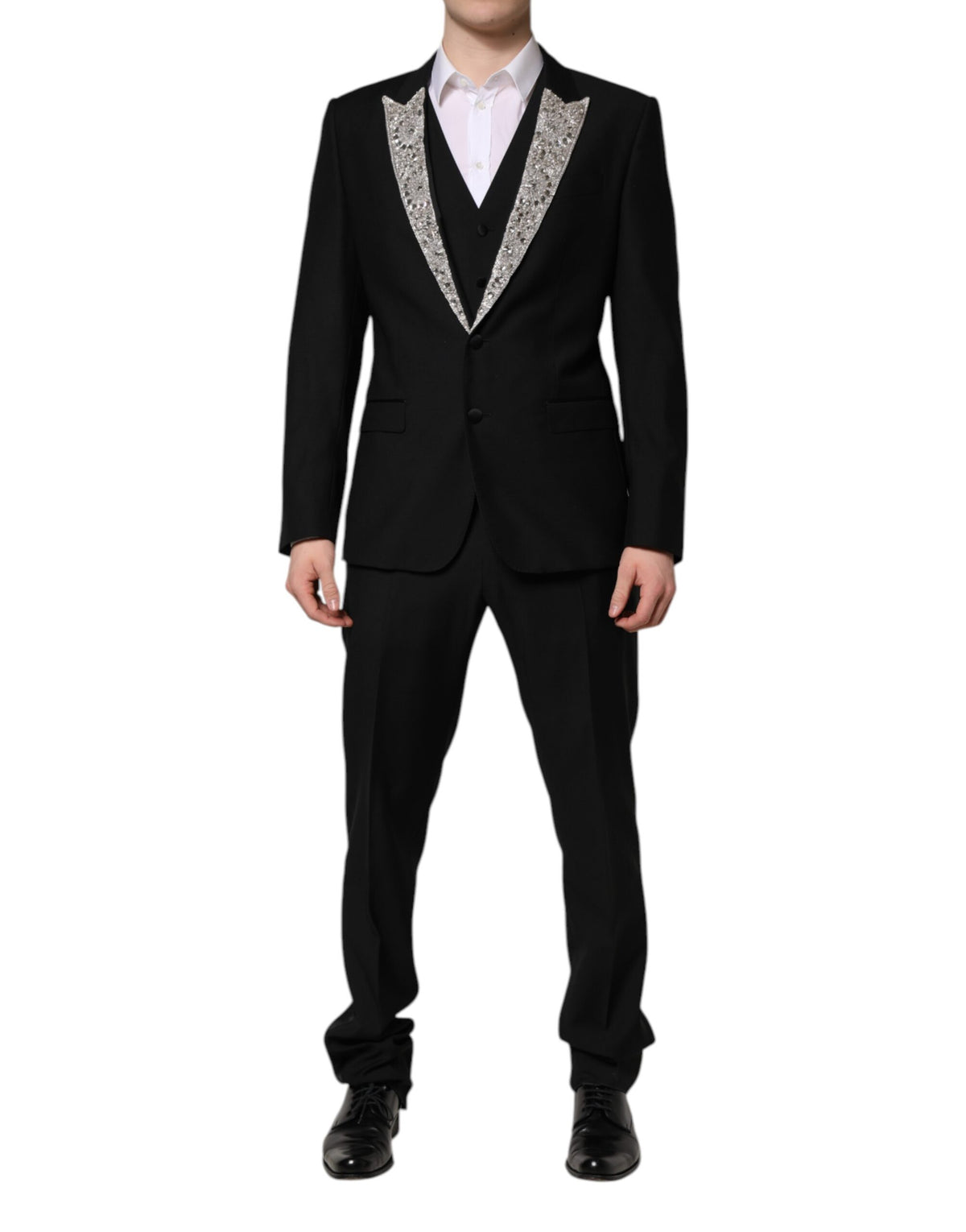 Dolce & Gabbana Black MARTINI Crystal Embellished 3 Pc Men's Suit
