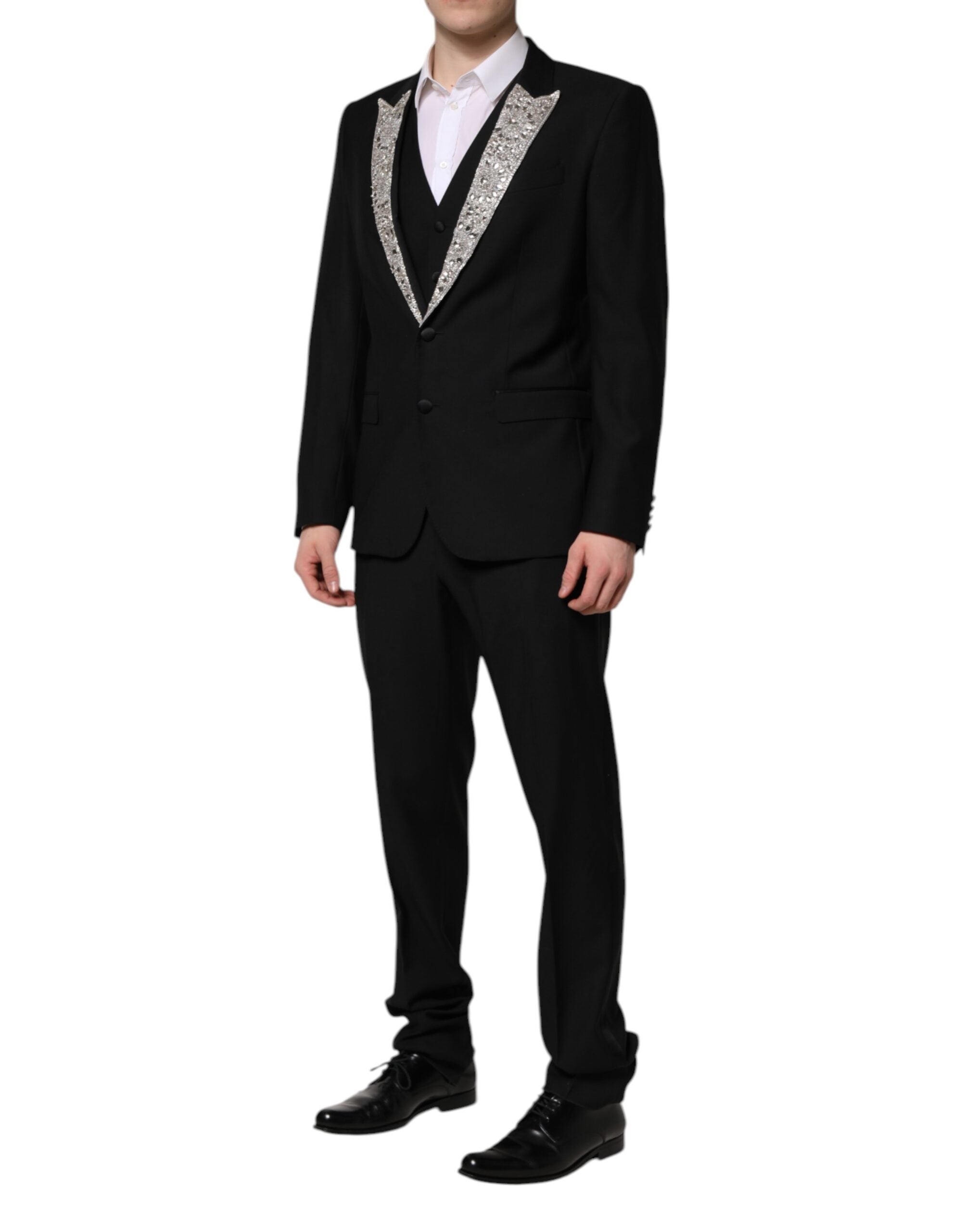 Dolce & Gabbana Black MARTINI Crystal Embellished 3 Pc Men's Suit