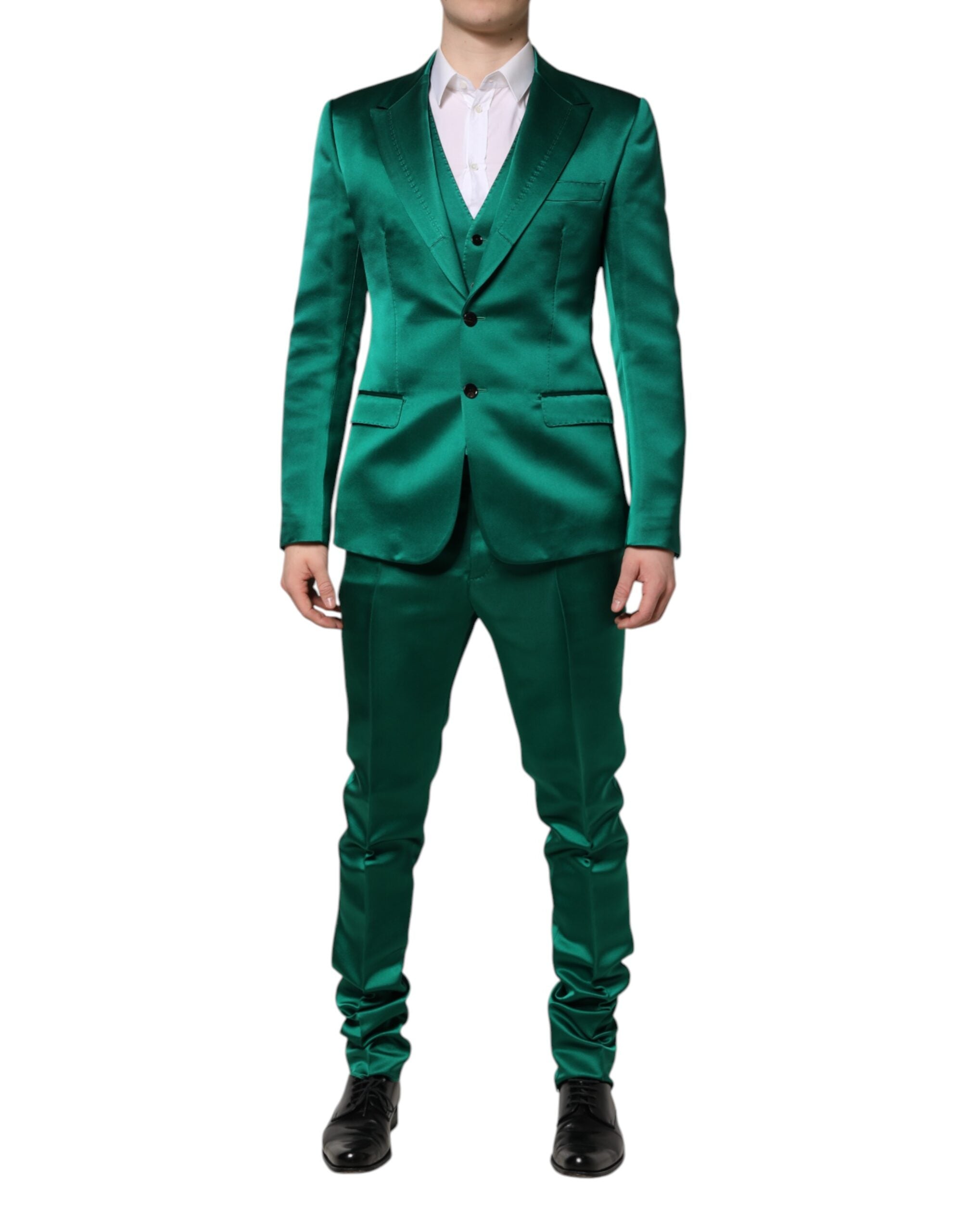 Dolce & Gabbana Green Silk 3 Piece Single Breasted Men's Suit