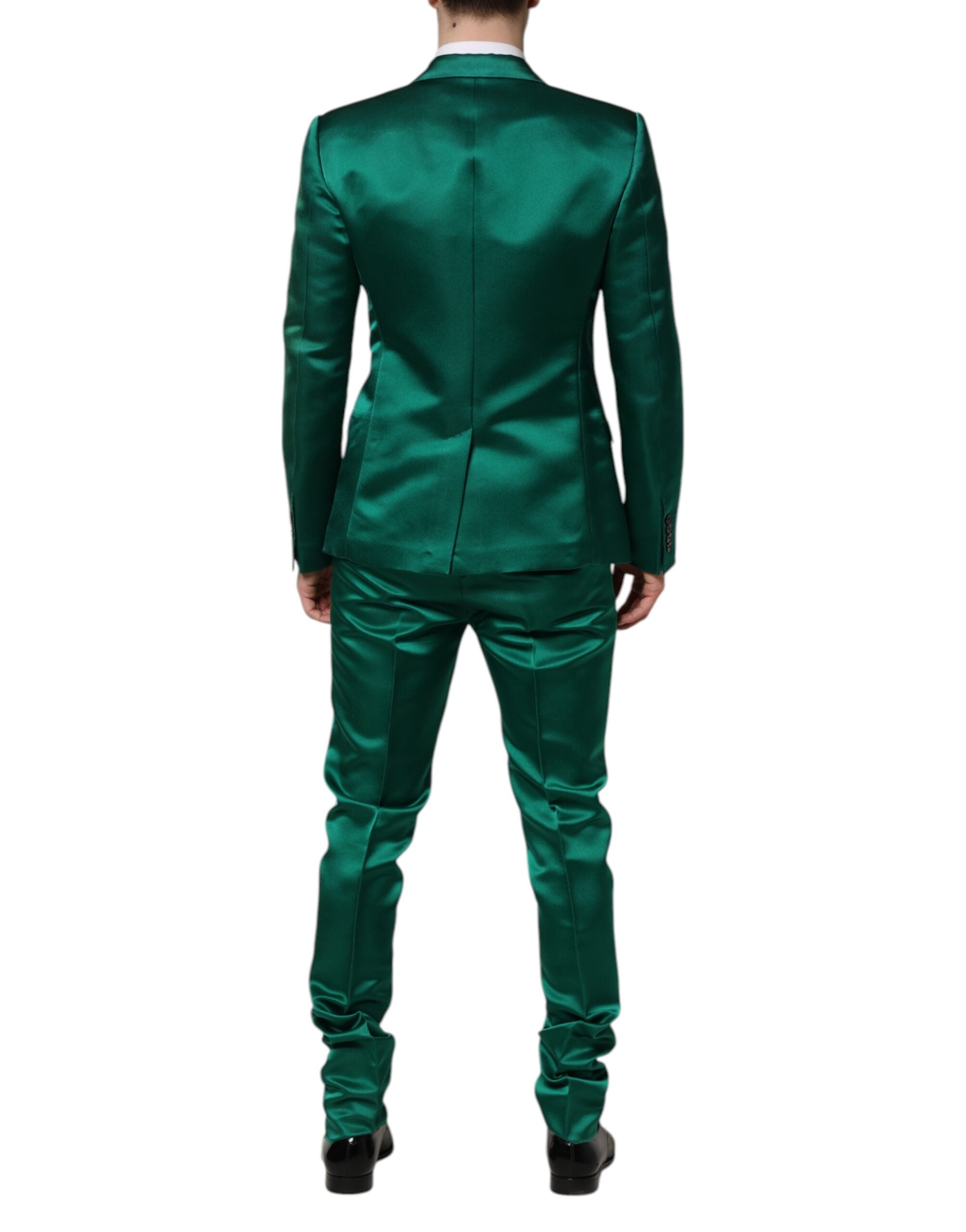 Dolce & Gabbana Green Silk 3 Piece Single Breasted Men's Suit